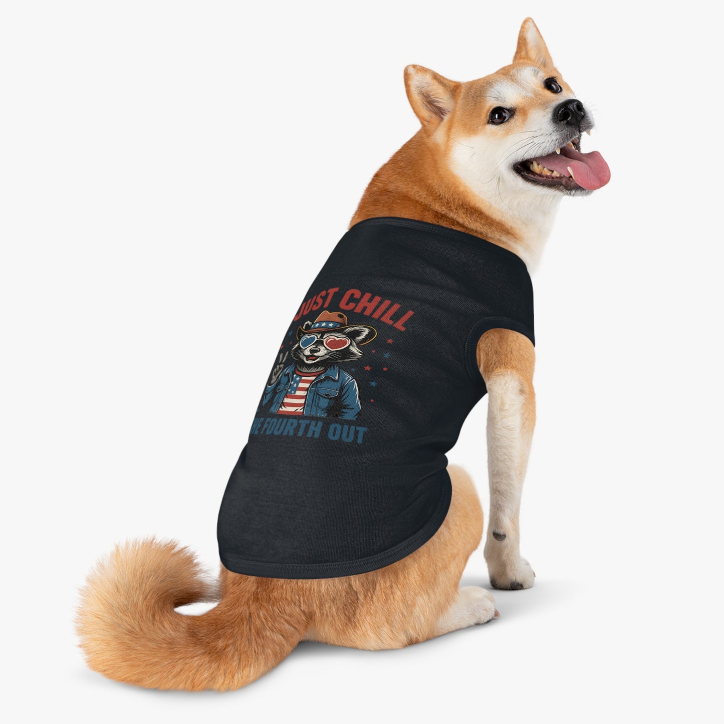 Patriotic Pet Tank Top - Just Chill Fourth of July Dog Shirt, Summer Pet Apparel, Dog Outfit, Holiday Gift for Pets