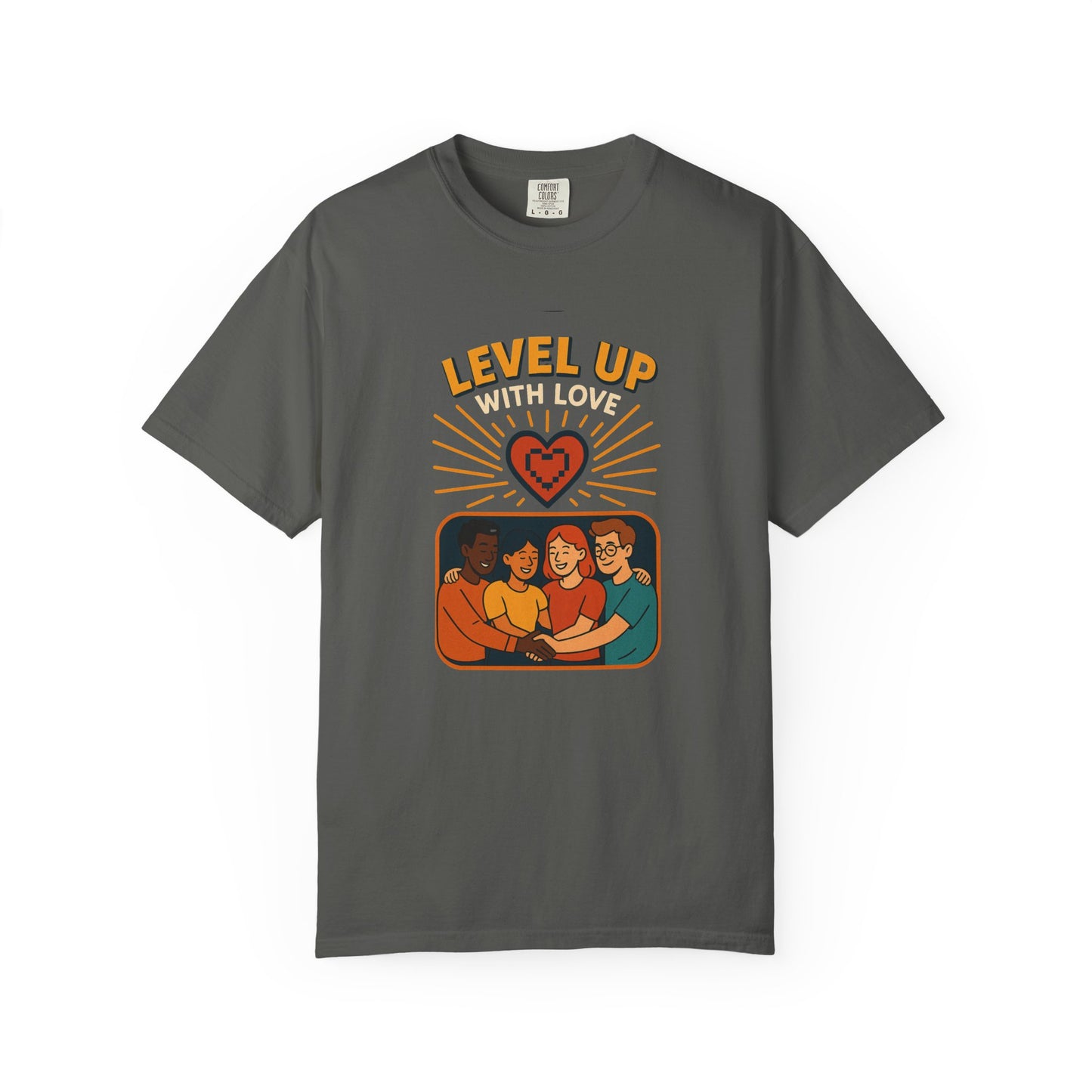 Level Up With Love T-Shirt, Vintage Style Tee, Unisex Casual Wear, Perfect Gift for Friends, Everyday Comfort Shirt
