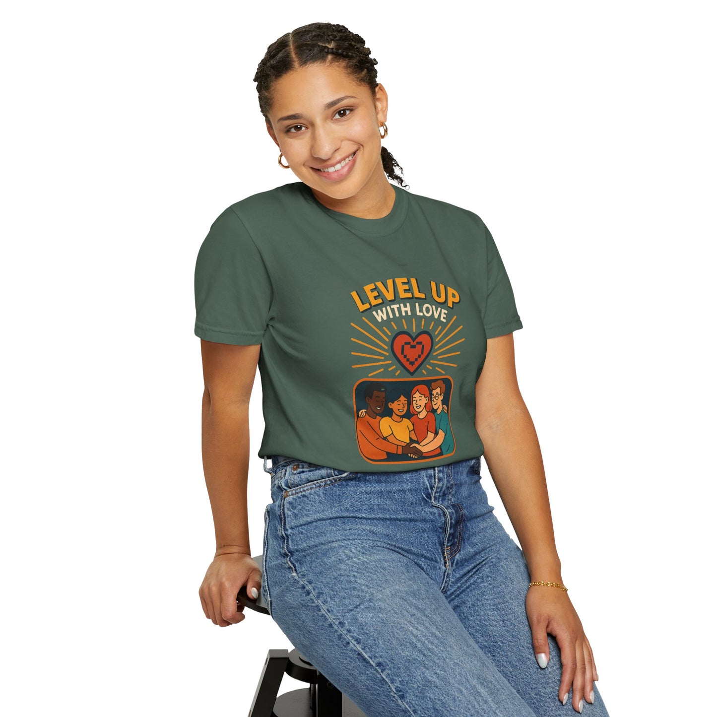 Level Up With Love T-Shirt, Vintage Style Tee, Unisex Casual Wear, Perfect Gift for Friends, Everyday Comfort Shirt
