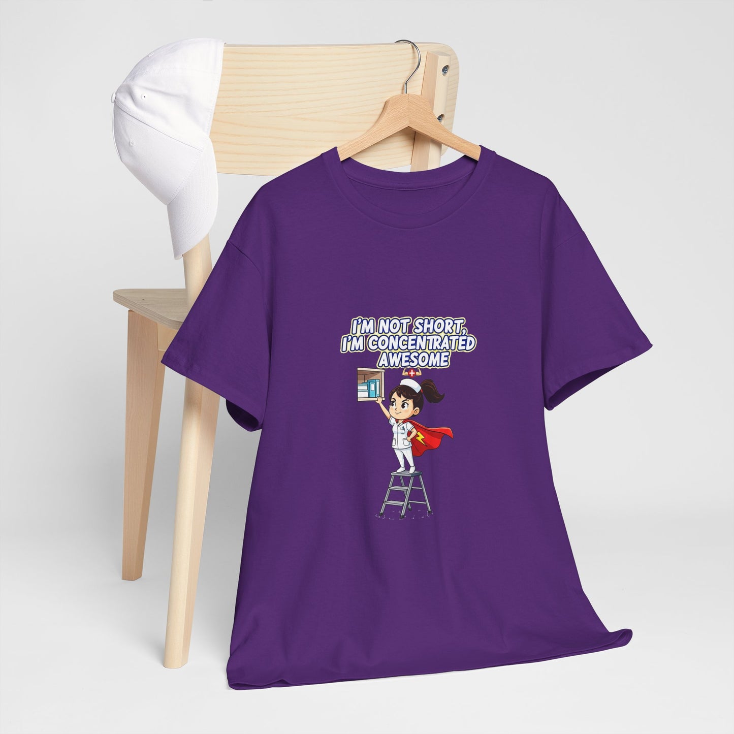 Superhero Motivation Tee - I'm Not Short, I'm Concentrated Awesome! | Unisex Heavy Cotton Shirt, Gift for Nurses, Daily Wear