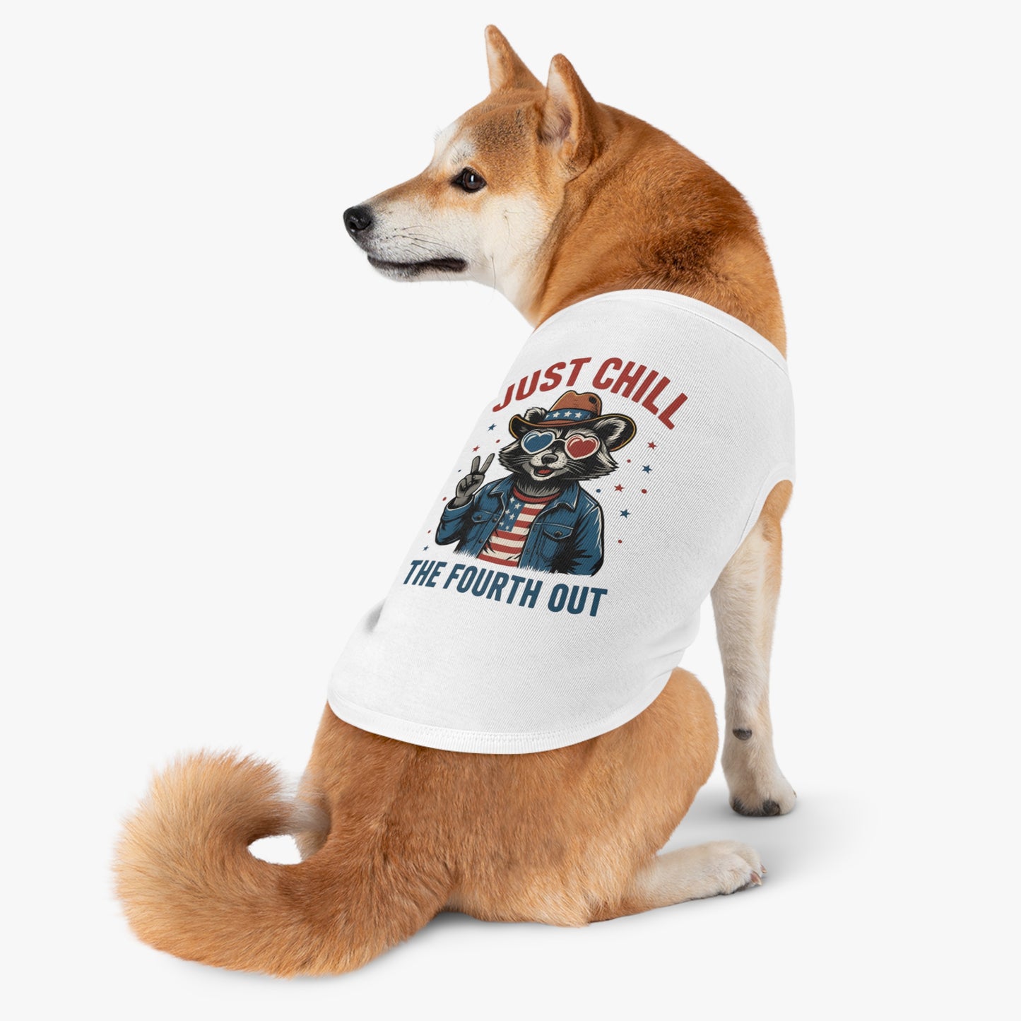 Patriotic Pet Tank Top - Just Chill Fourth of July Dog Shirt, Summer Pet Apparel, Dog Outfit, Holiday Gift for Pets