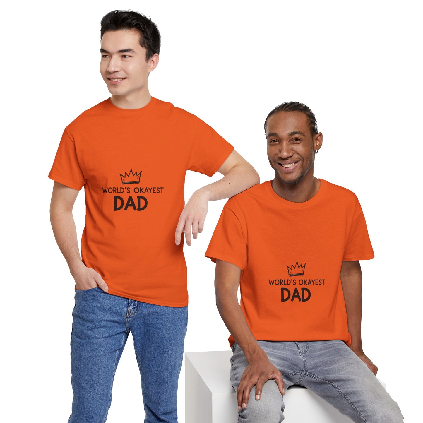 World's Okayest Dad Unisex Heavy Cotton Tee, Funny Father's Day Gift, Relaxed Fit T-Shirt, Dad Humor Shirt, Casual Everyday Wear
