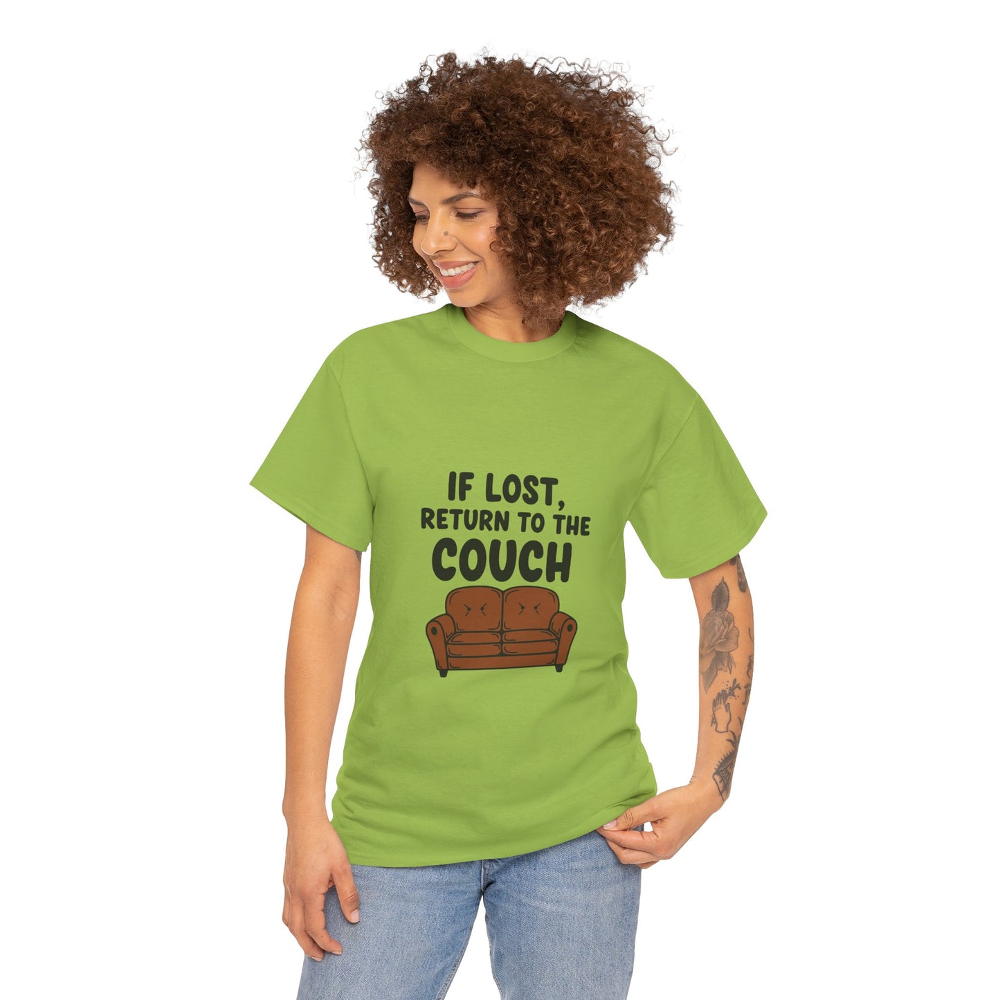 Funny Couch Tee, Unisex Heavy Cotton Tee, Comfort Shirt for Homebodies, Perfect Gift for Couch Lovers, Casual Wear, Quirky Shirt