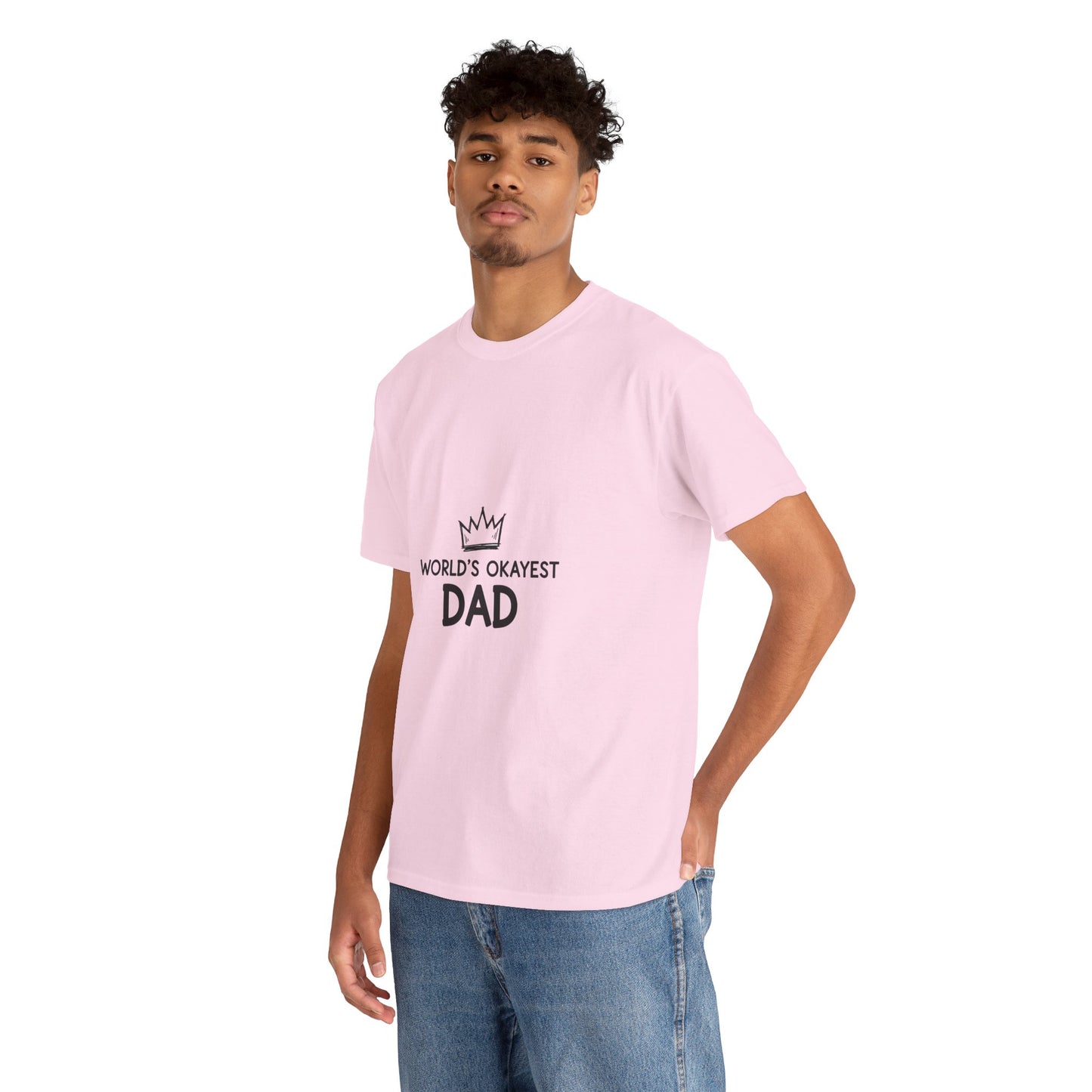 World's Okayest Dad Unisex Heavy Cotton Tee, Funny Father's Day Gift, Relaxed Fit T-Shirt, Dad Humor Shirt, Casual Everyday Wear
