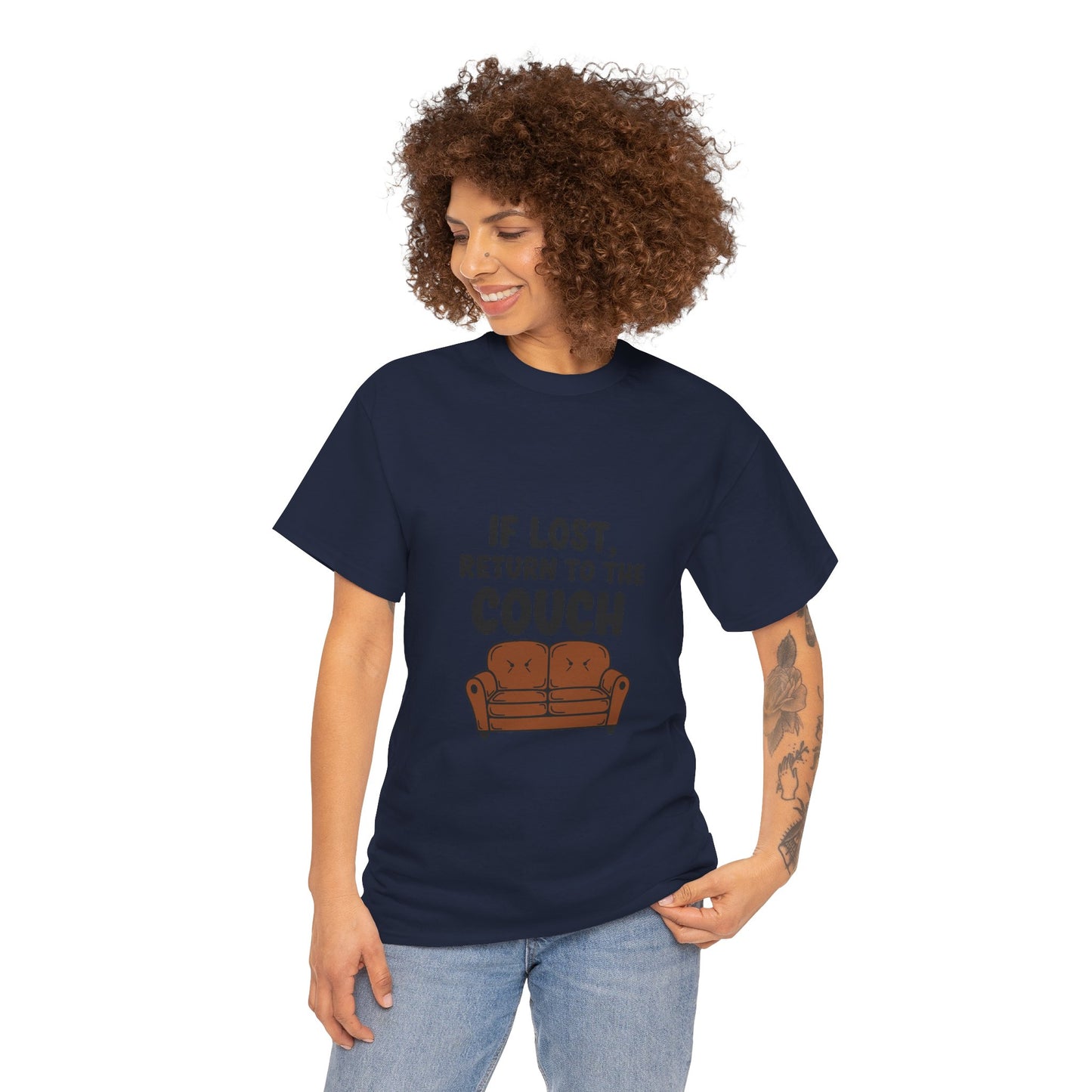 Funny Couch Tee, Unisex Heavy Cotton Tee, Comfort Shirt for Homebodies, Perfect Gift for Couch Lovers, Casual Wear, Quirky Shirt