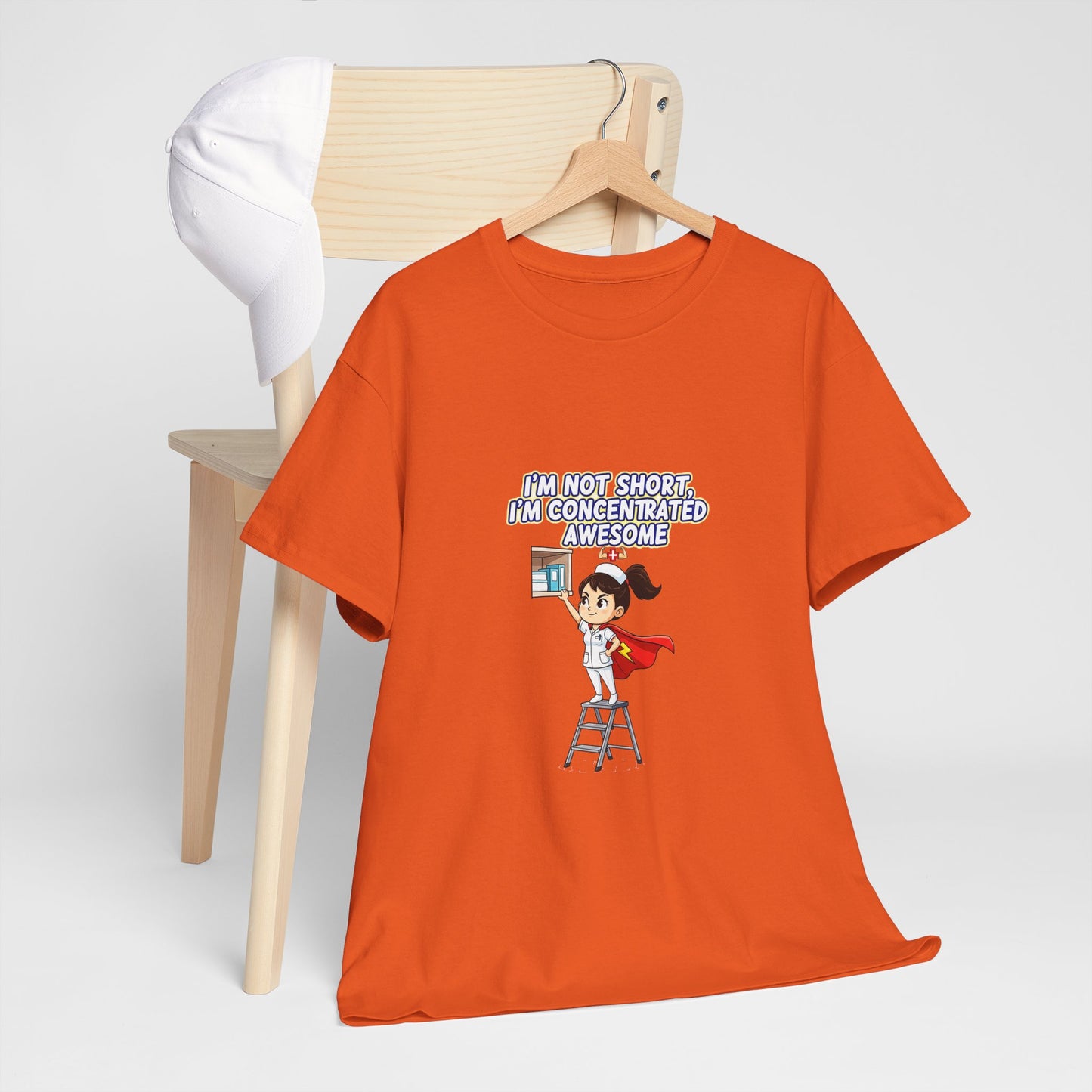 Superhero Motivation Tee - I'm Not Short, I'm Concentrated Awesome! | Unisex Heavy Cotton Shirt, Gift for Nurses, Daily Wear