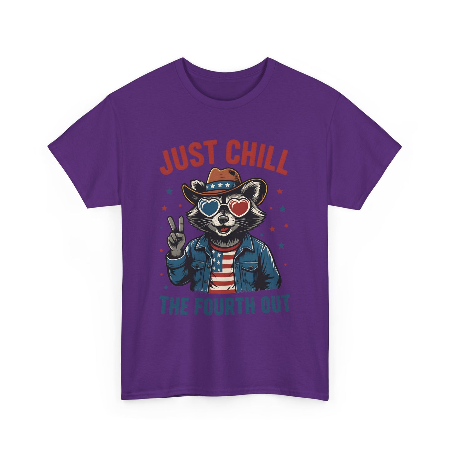 Patriotic Raccoon Tee, Just Chill the Fourth Out T-Shirt, Unisex Cotton Shirt, Casual Summer Wear, Independence Day, July fourth