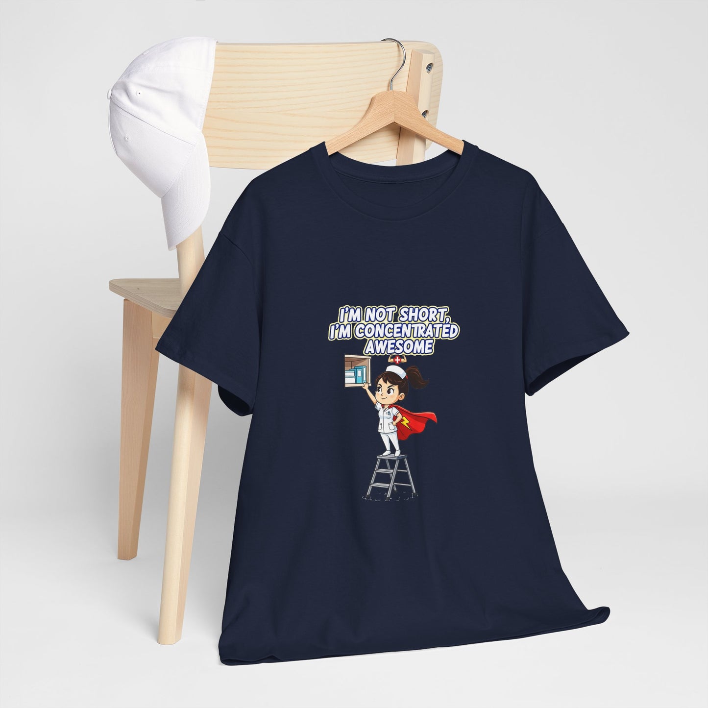 Superhero Motivation Tee - I'm Not Short, I'm Concentrated Awesome! | Unisex Heavy Cotton Shirt, Gift for Nurses, Daily Wear