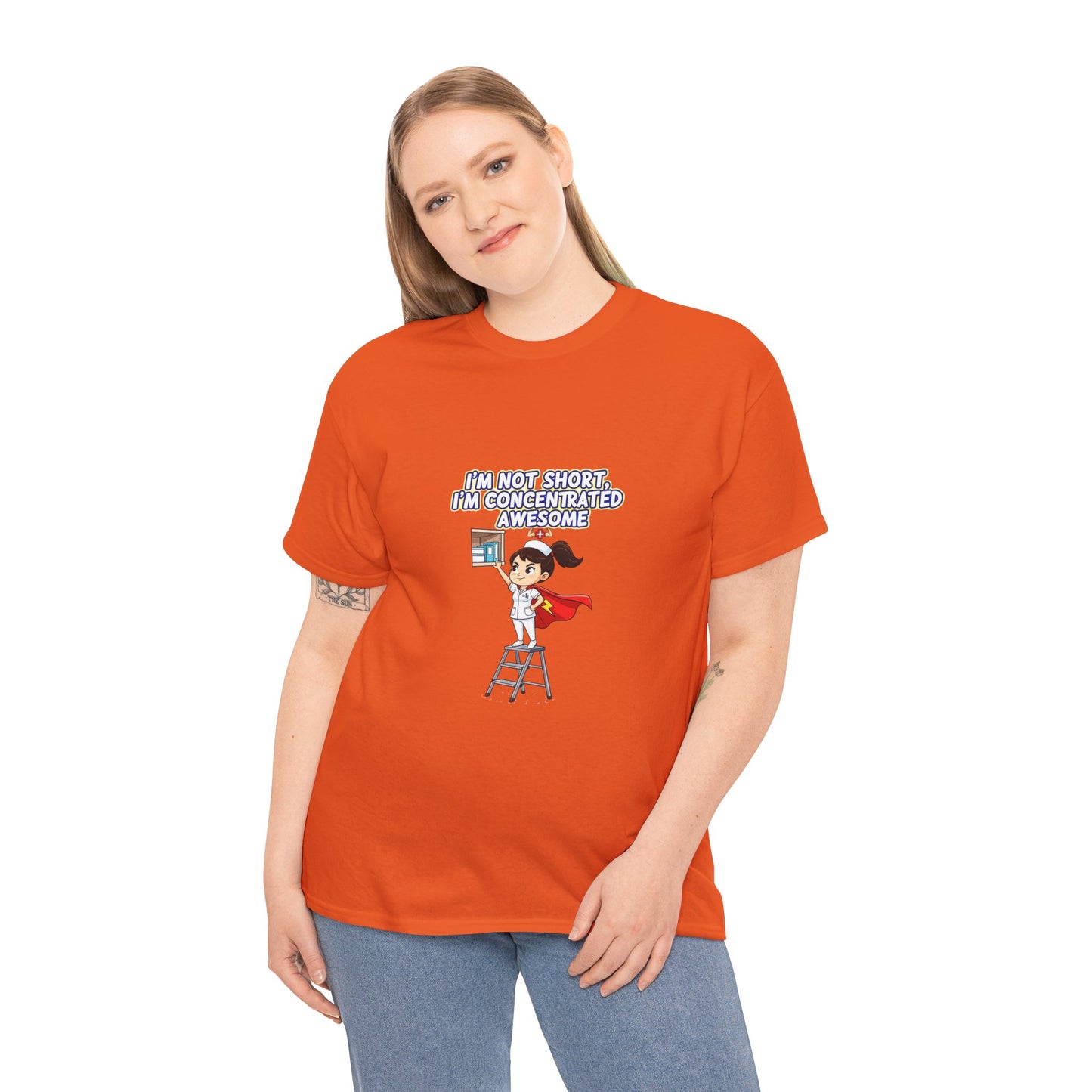 Superhero Motivation Tee - I'm Not Short, I'm Concentrated Awesome! | Unisex Heavy Cotton Shirt, Gift for Nurses, Daily Wear