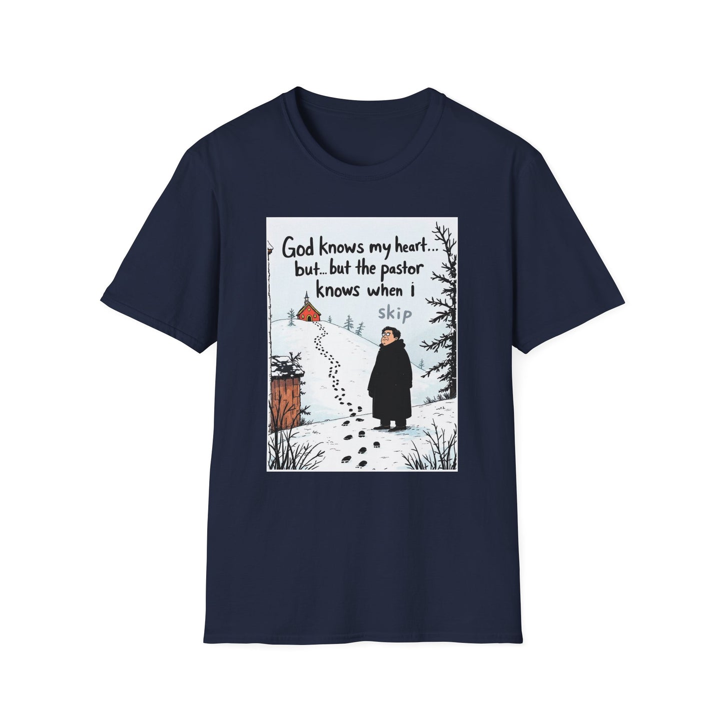 Funny Pastor T-Shirt, Cute Christian Shirt, Winter Humor Tee, Gift for Faith, Softstyle Unisex Top, Holiday Apparel