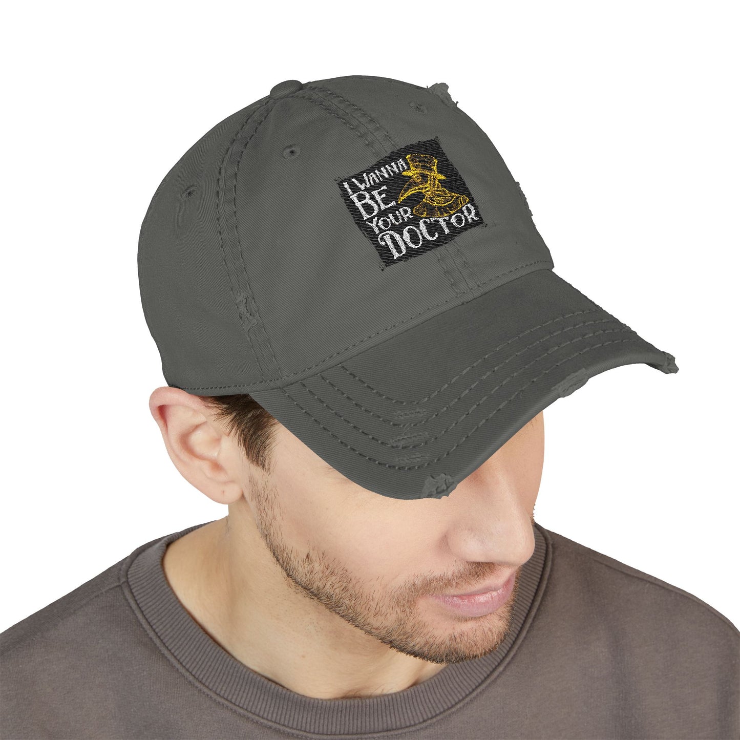Distressed Dad Hat - I Wanna Be Your Doctor, Embroidered Cap, Gift for Graduates, Casual Style, Everyday Wear