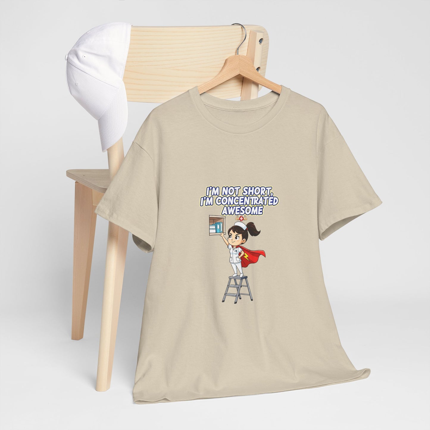 Superhero Motivation Tee - I'm Not Short, I'm Concentrated Awesome! | Unisex Heavy Cotton Shirt, Gift for Nurses, Daily Wear