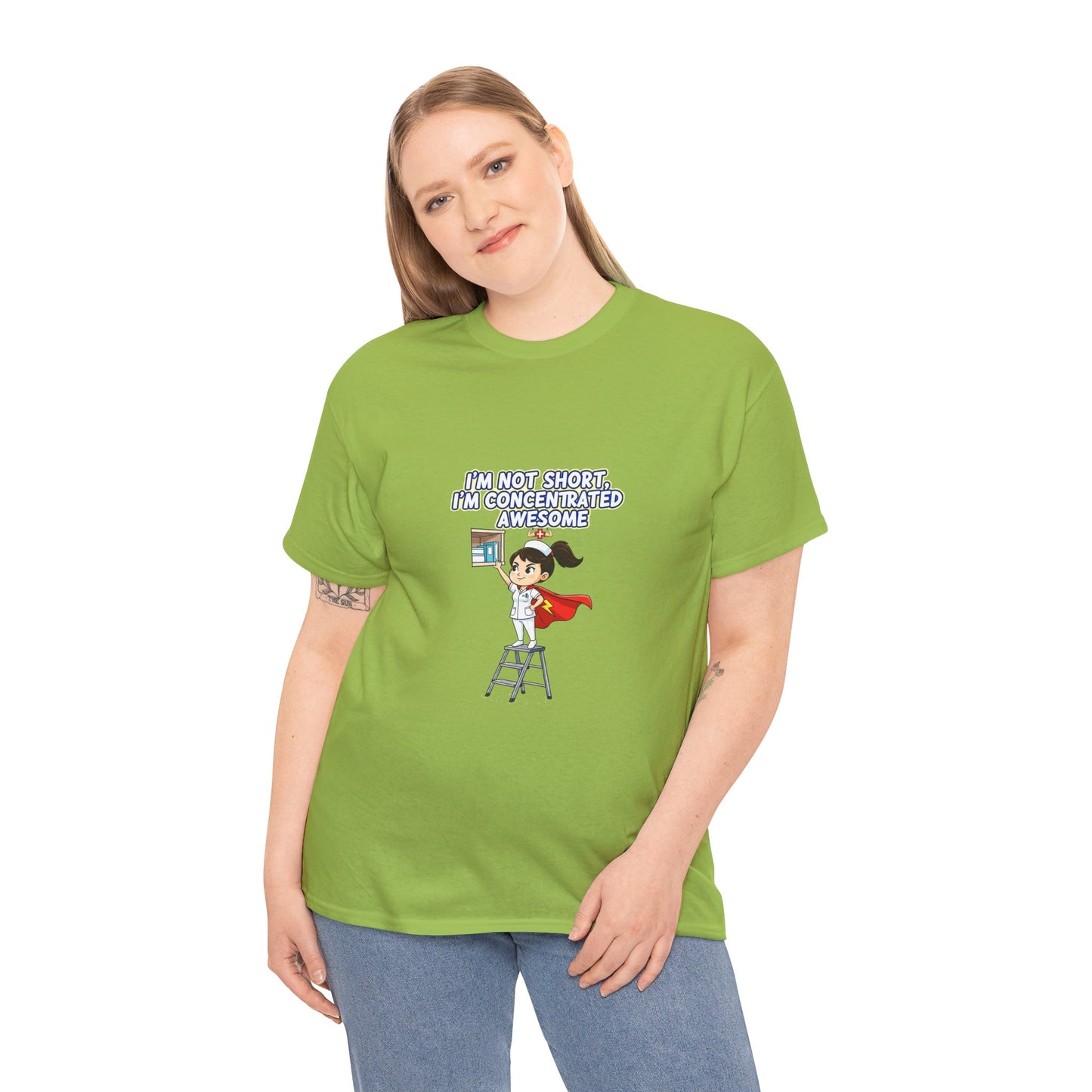 Superhero Motivation Tee - I'm Not Short, I'm Concentrated Awesome! | Unisex Heavy Cotton Shirt, Gift for Nurses, Daily Wear