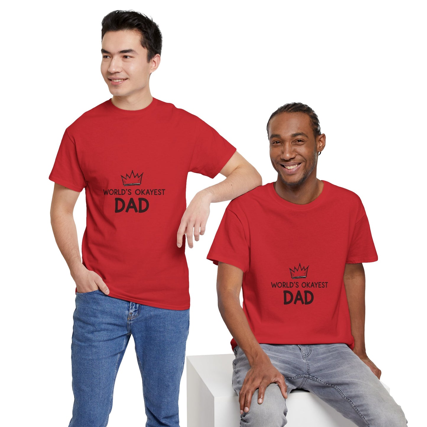 World's Okayest Dad Unisex Heavy Cotton Tee, Funny Father's Day Gift, Relaxed Fit T-Shirt, Dad Humor Shirt, Casual Everyday Wear