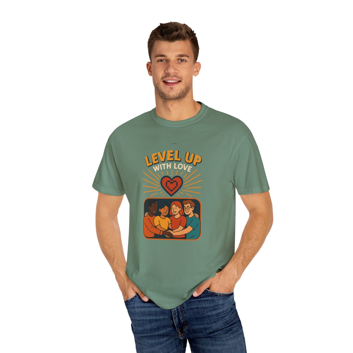 Level Up With Love T-Shirt, Vintage Style Tee, Unisex Casual Wear, Perfect Gift for Friends, Everyday Comfort Shirt