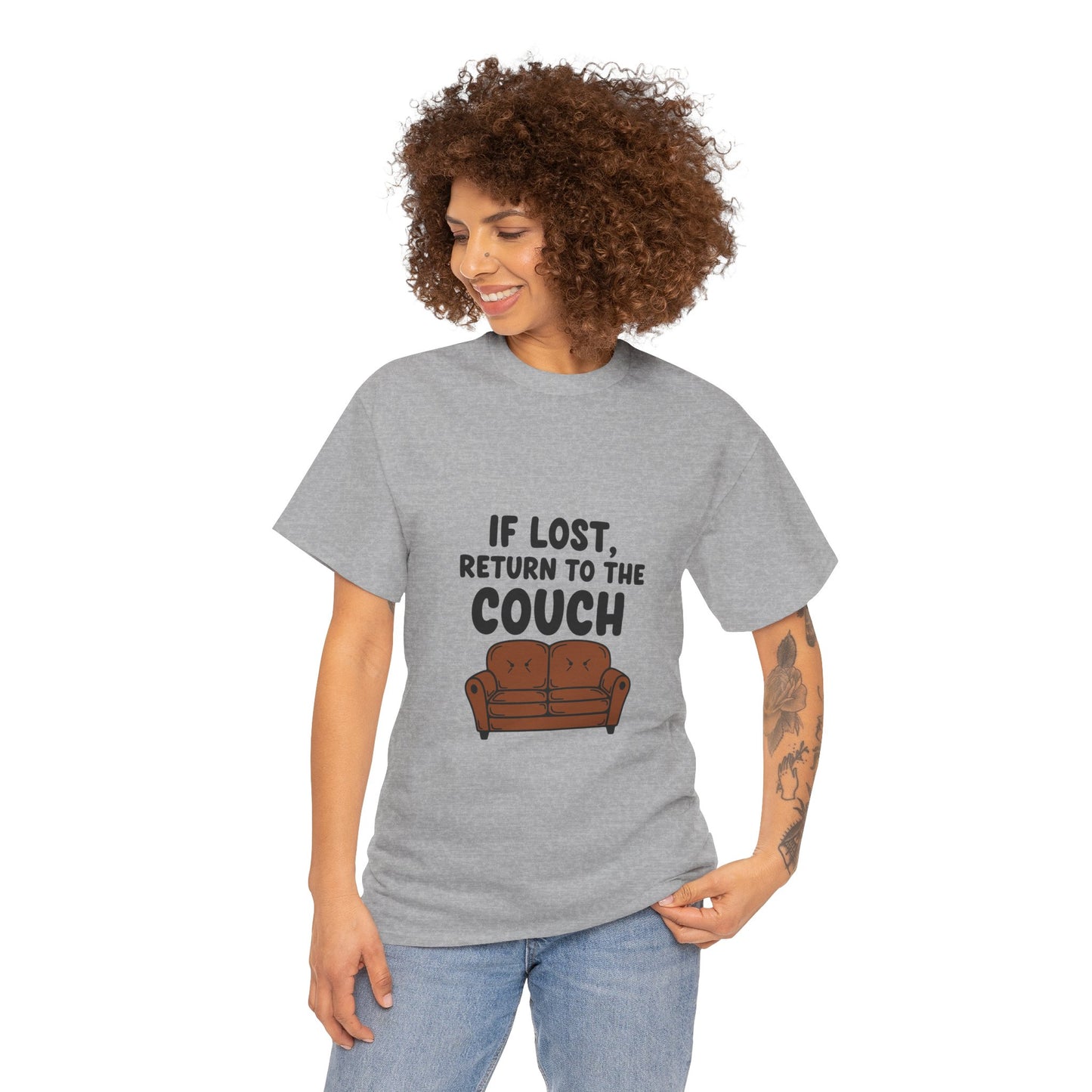 Funny Couch Tee, Unisex Heavy Cotton Tee, Comfort Shirt for Homebodies, Perfect Gift for Couch Lovers, Casual Wear, Quirky Shirt
