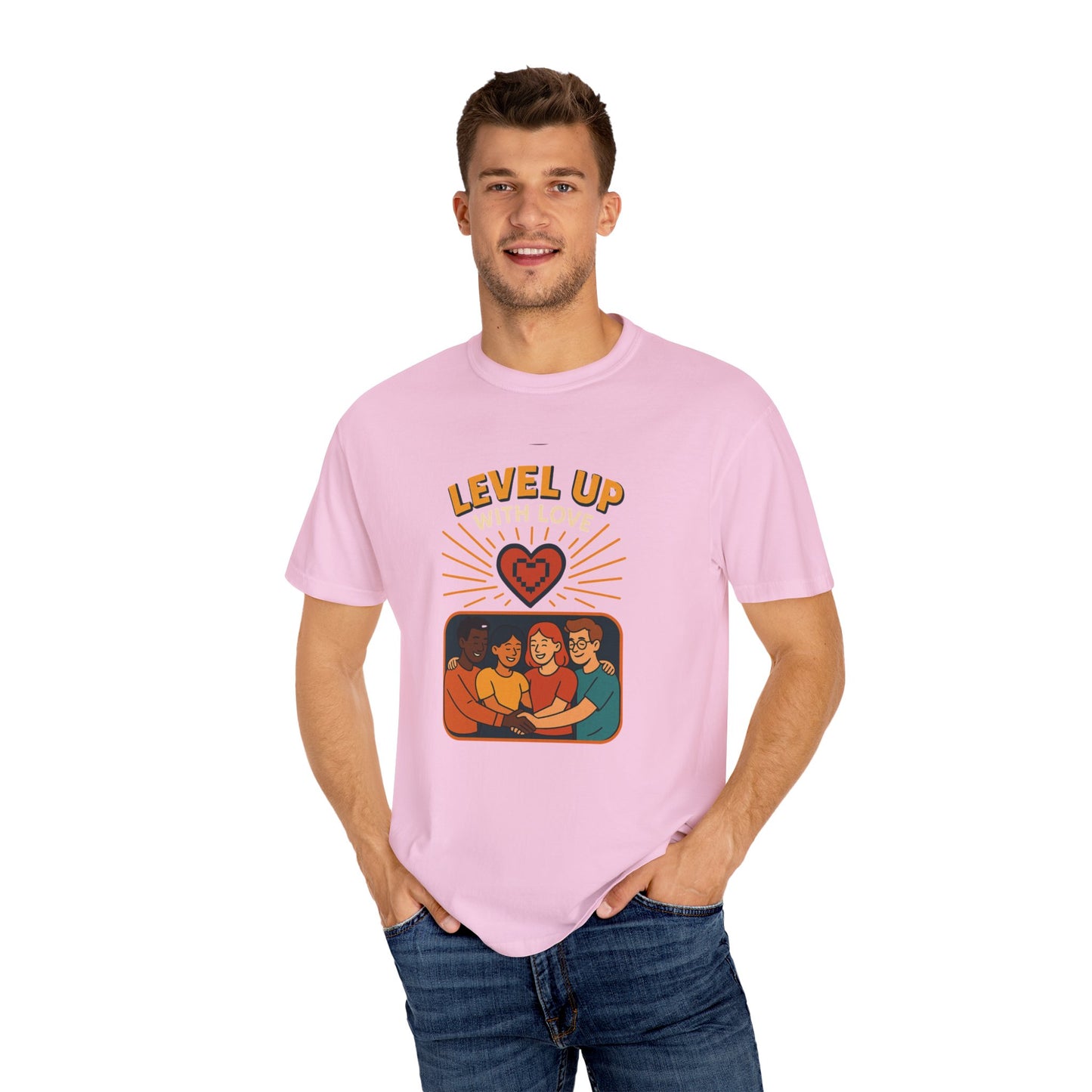 Level Up With Love T-Shirt, Vintage Style Tee, Unisex Casual Wear, Perfect Gift for Friends, Everyday Comfort Shirt