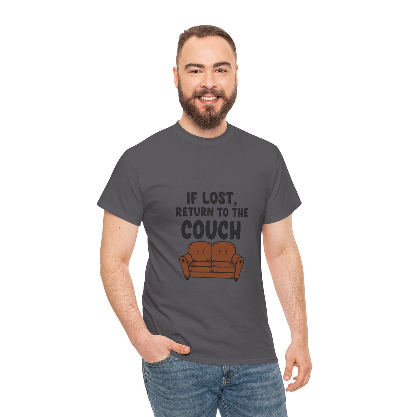 Funny Couch Tee, Unisex Heavy Cotton Tee, Comfort Shirt for Homebodies, Perfect Gift for Couch Lovers, Casual Wear, Quirky Shirt