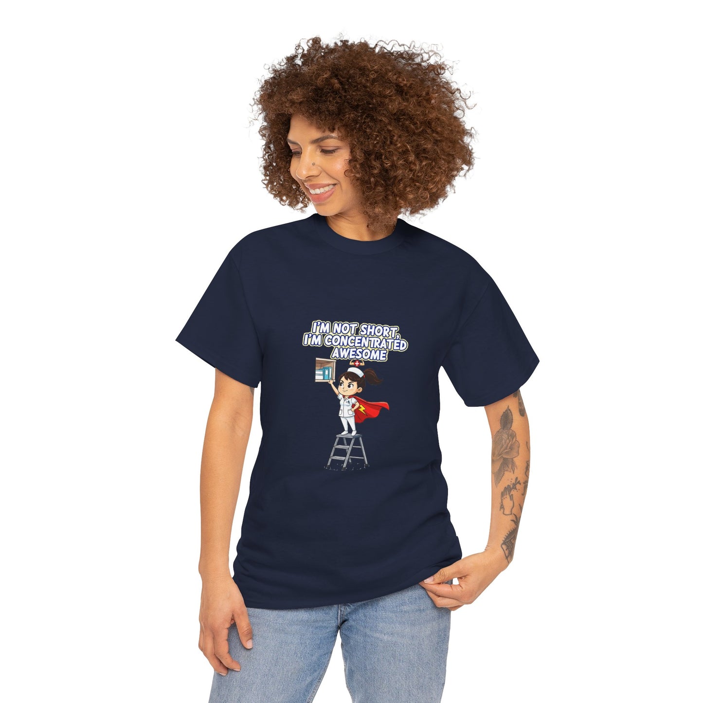 Superhero Motivation Tee - I'm Not Short, I'm Concentrated Awesome! | Unisex Heavy Cotton Shirt, Gift for Nurses, Daily Wear