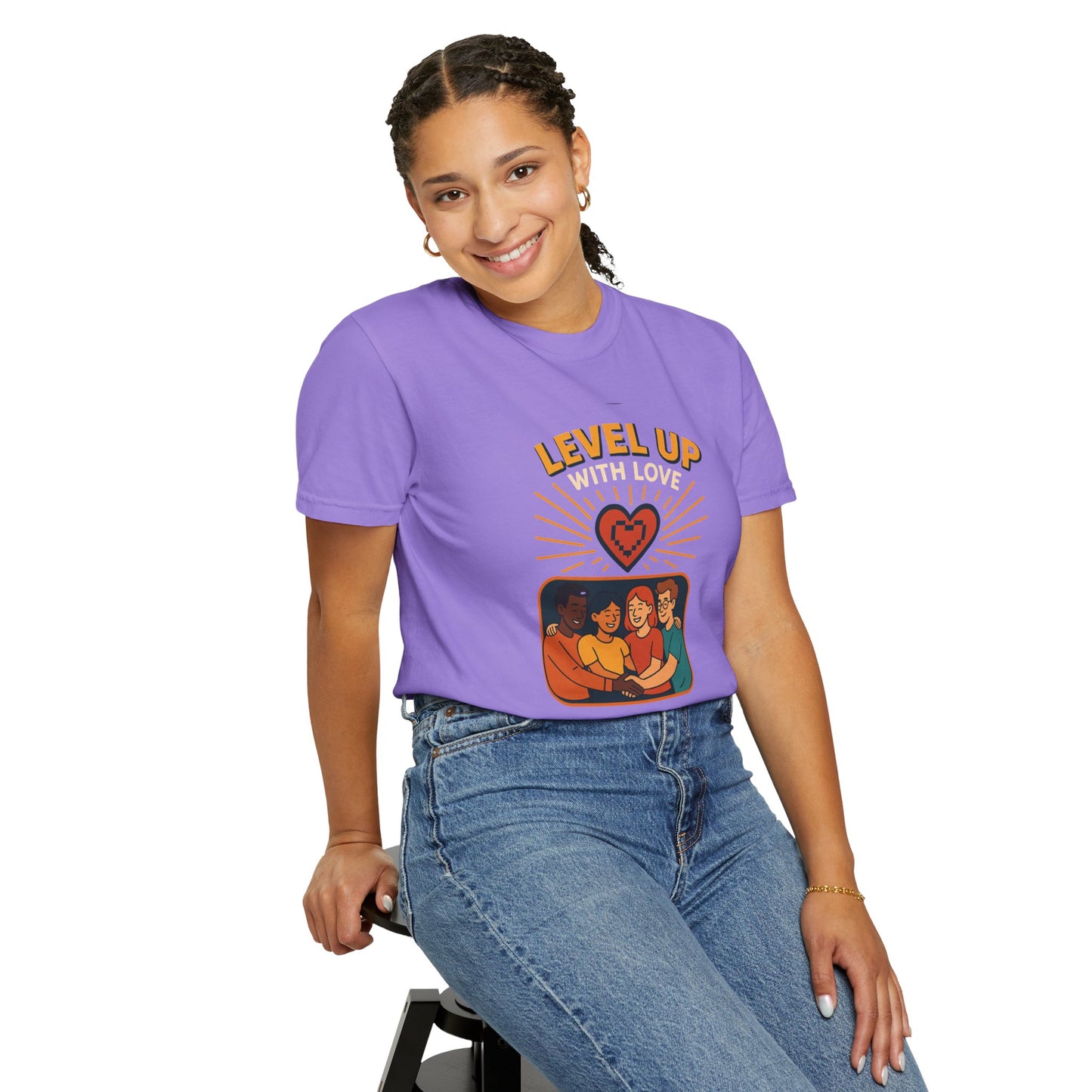 Level Up With Love T-Shirt, Vintage Style Tee, Unisex Casual Wear, Perfect Gift for Friends, Everyday Comfort Shirt