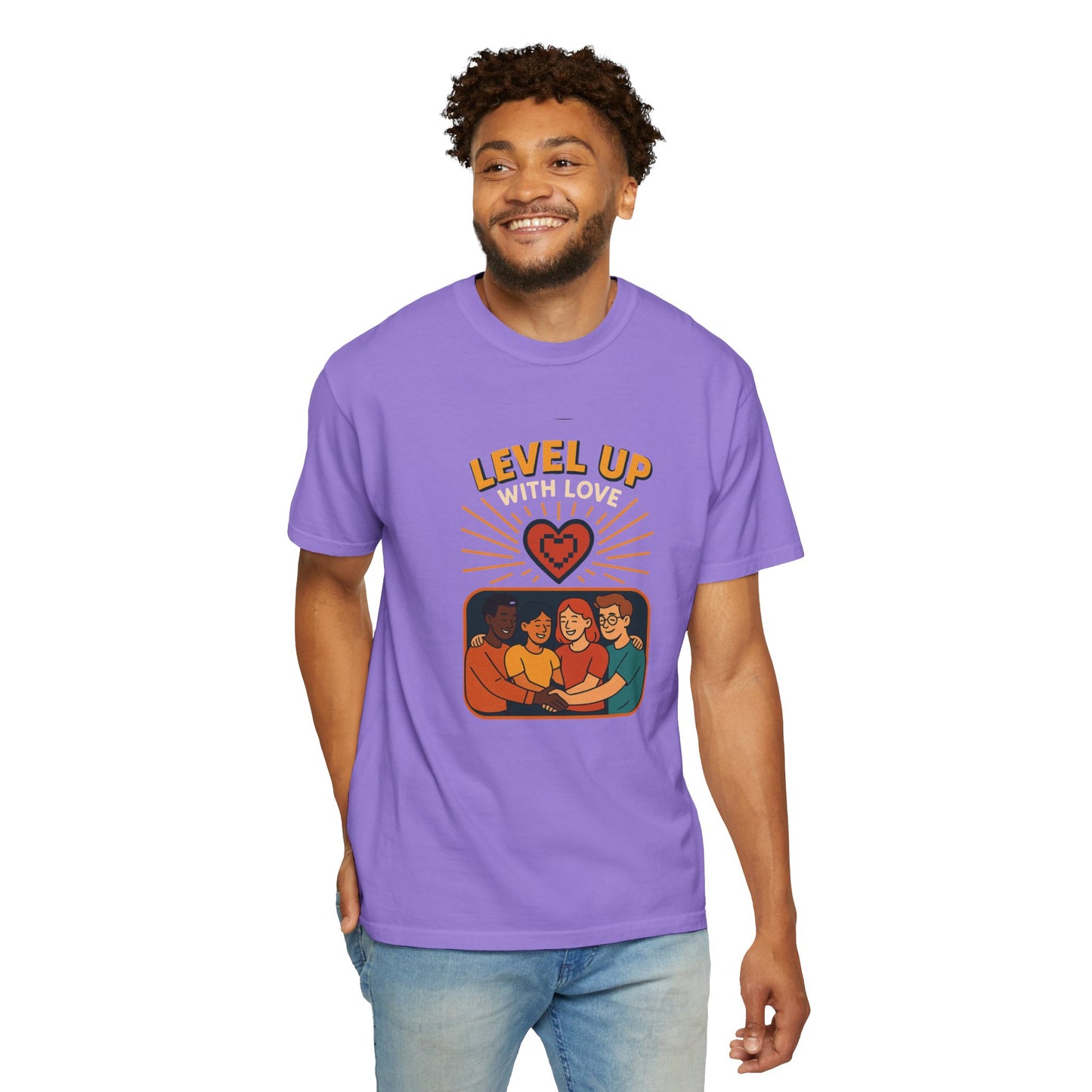 Level Up With Love T-Shirt, Vintage Style Tee, Unisex Casual Wear, Perfect Gift for Friends, Everyday Comfort Shirt