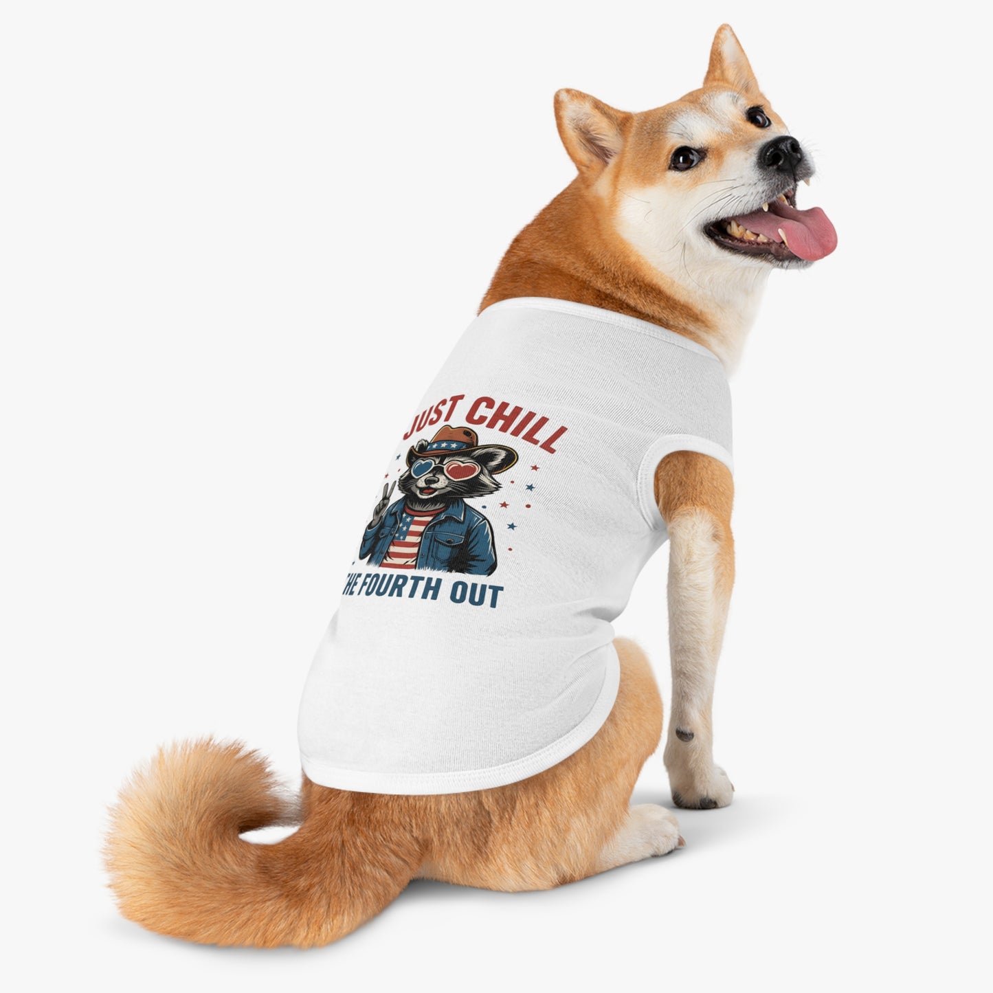 Patriotic Pet Tank Top - Just Chill Fourth of July Dog Shirt, Summer Pet Apparel, Dog Outfit, Holiday Gift for Pets