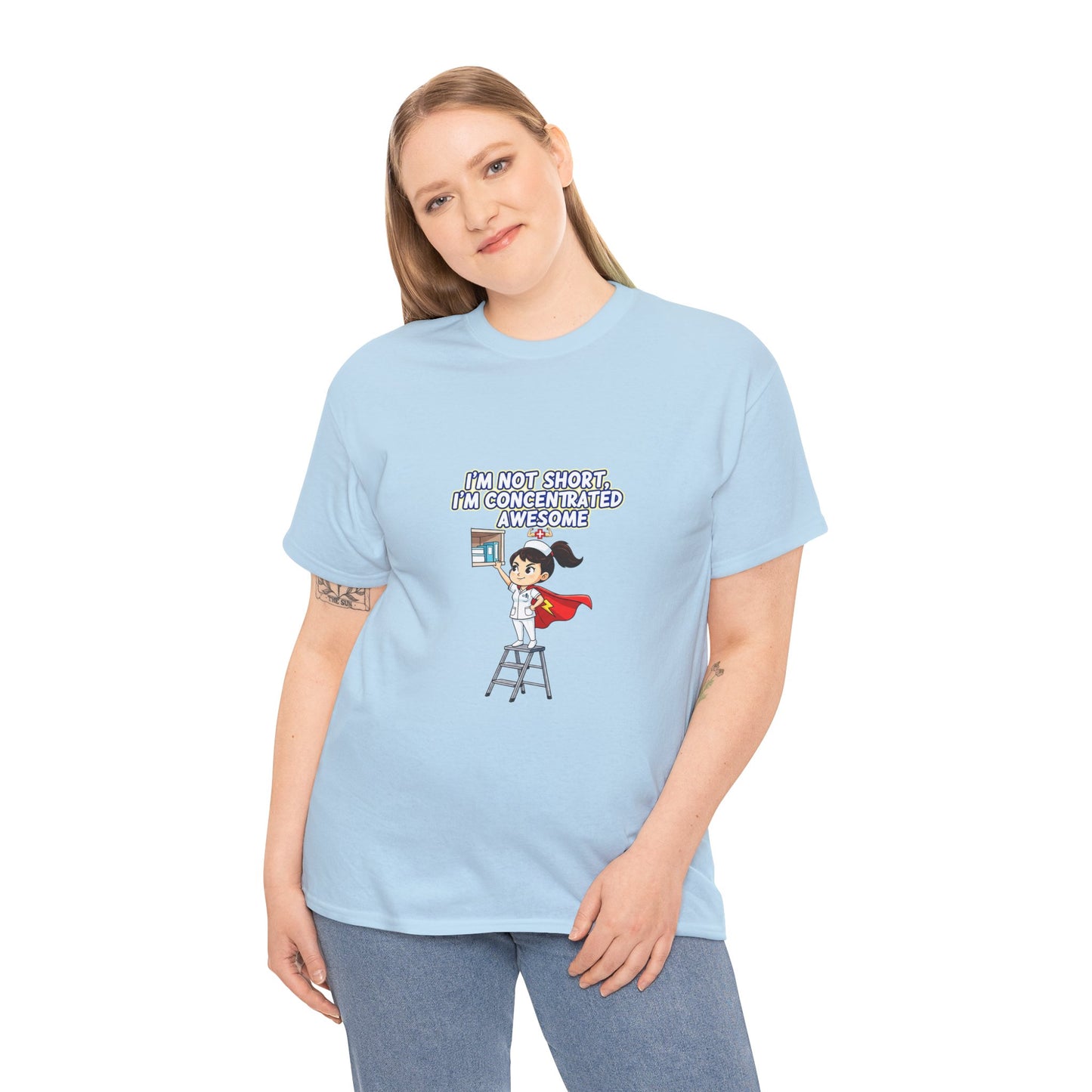 Superhero Motivation Tee - I'm Not Short, I'm Concentrated Awesome! | Unisex Heavy Cotton Shirt, Gift for Nurses, Daily Wear