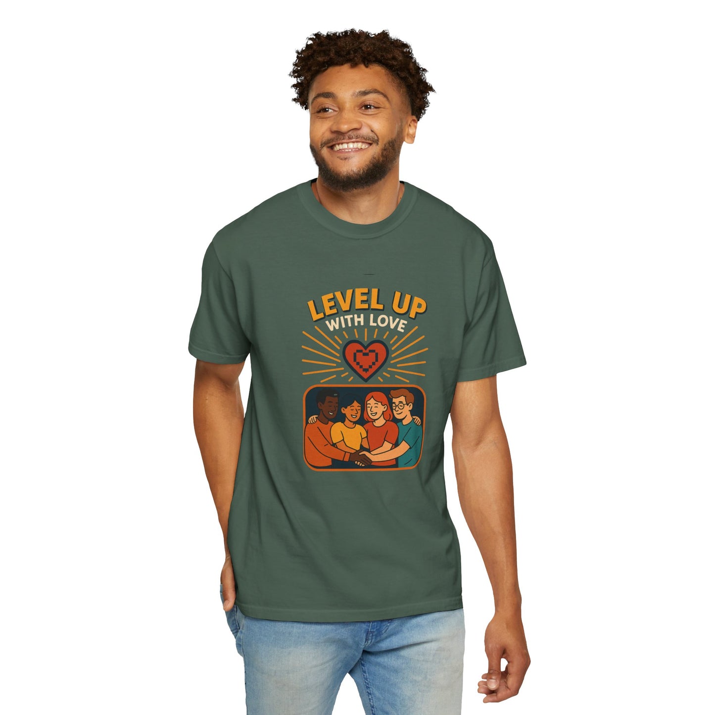 Level Up With Love T-Shirt, Vintage Style Tee, Unisex Casual Wear, Perfect Gift for Friends, Everyday Comfort Shirt