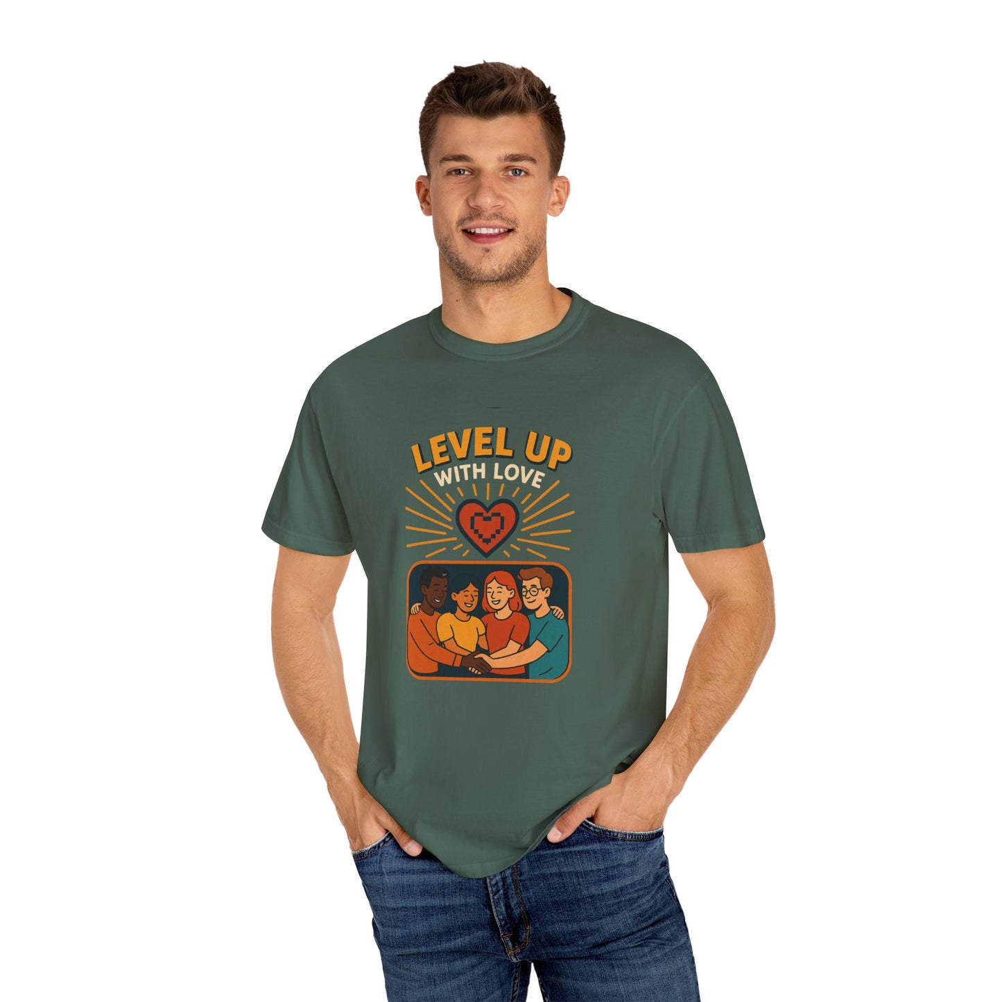 Level Up With Love T-Shirt, Vintage Style Tee, Unisex Casual Wear, Perfect Gift for Friends, Everyday Comfort Shirt