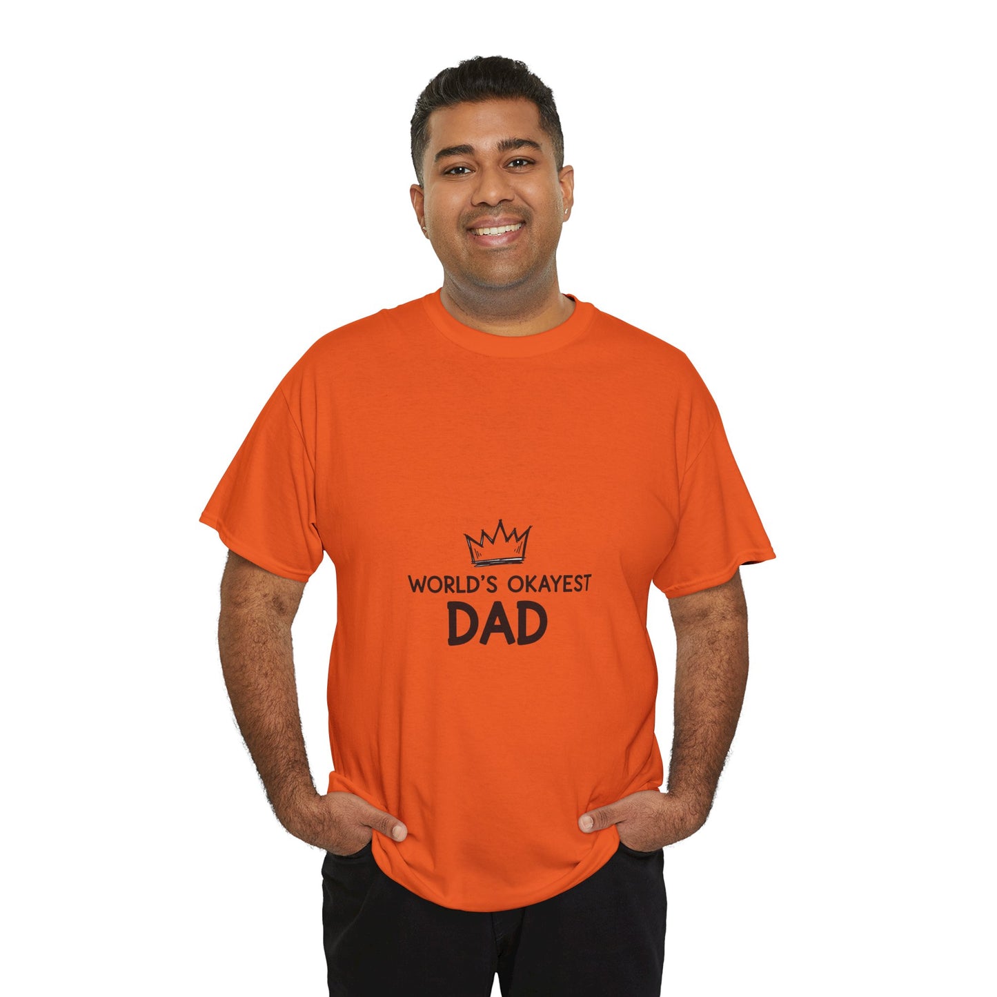 World's Okayest Dad Unisex Heavy Cotton Tee, Funny Father's Day Gift, Relaxed Fit T-Shirt, Dad Humor Shirt, Casual Everyday Wear