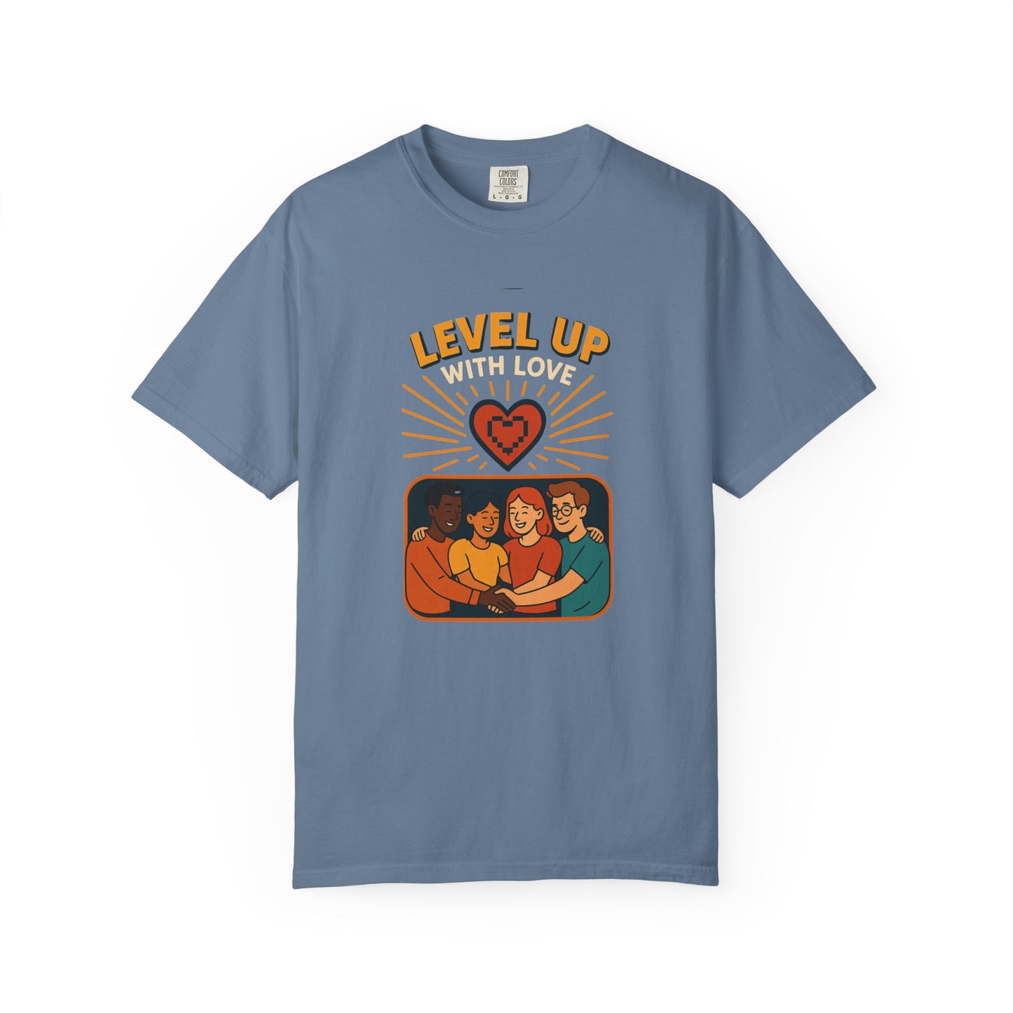 Level Up With Love T-Shirt, Vintage Style Tee, Unisex Casual Wear, Perfect Gift for Friends, Everyday Comfort Shirt