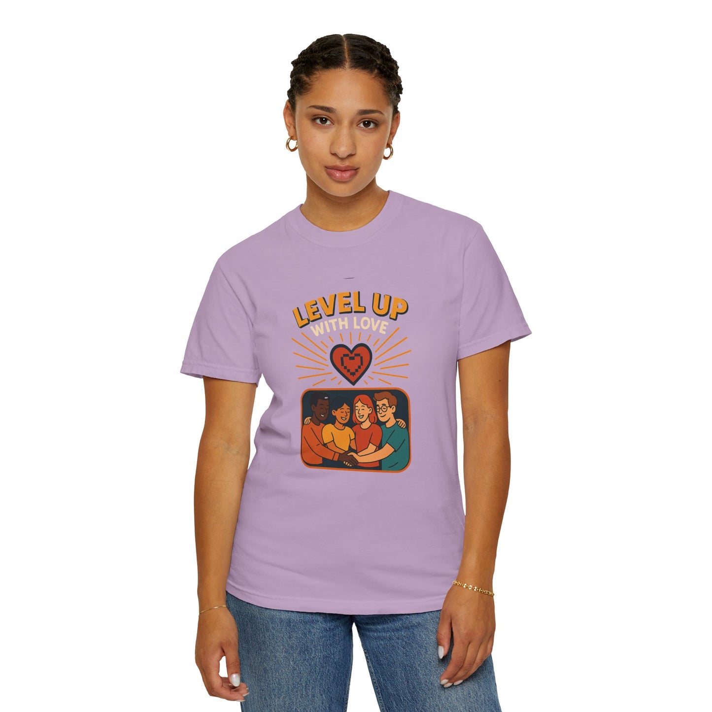 Level Up With Love T-Shirt, Vintage Style Tee, Unisex Casual Wear, Perfect Gift for Friends, Everyday Comfort Shirt