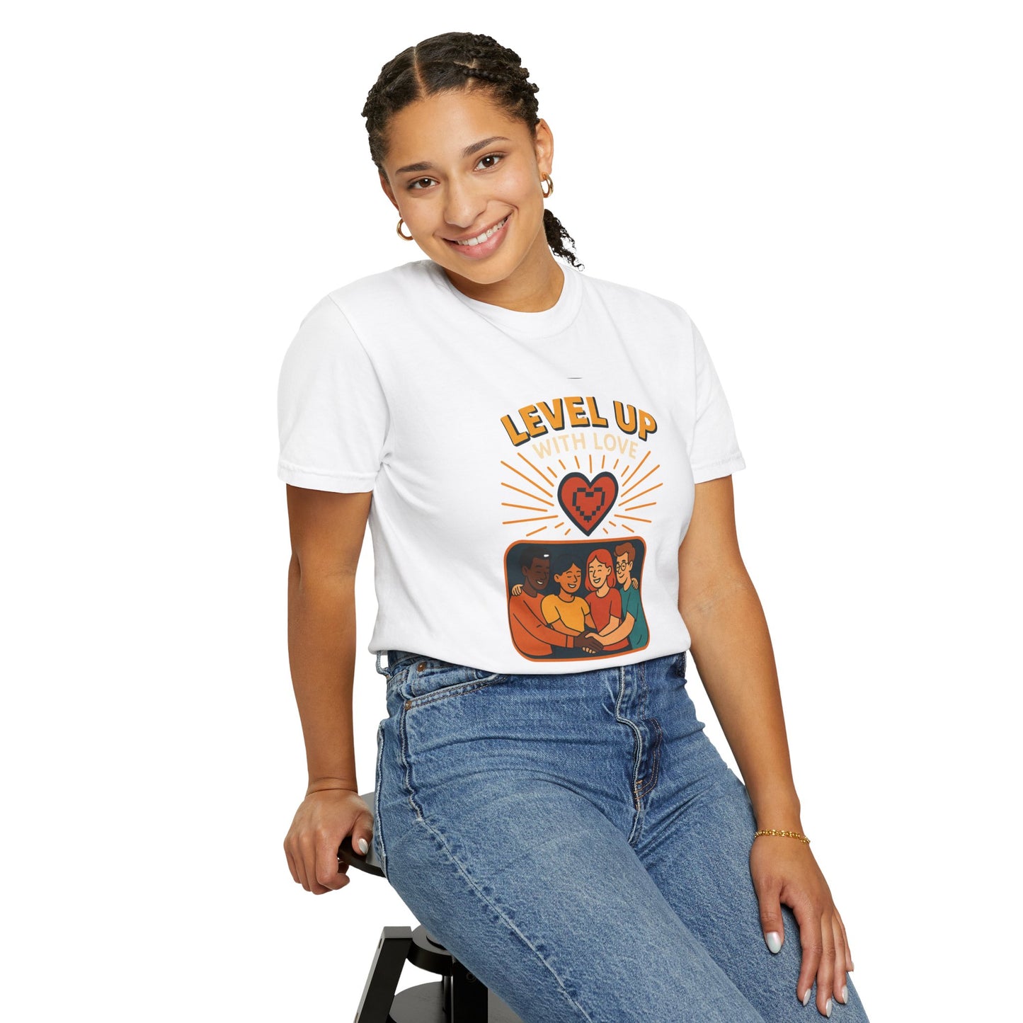 Level Up With Love T-Shirt, Vintage Style Tee, Unisex Casual Wear, Perfect Gift for Friends, Everyday Comfort Shirt