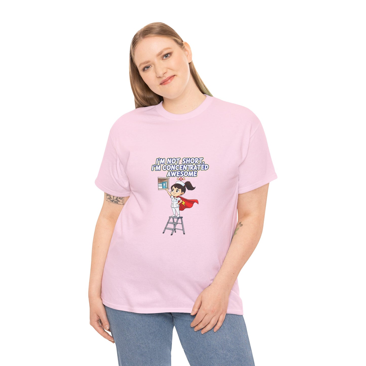 Superhero Motivation Tee - I'm Not Short, I'm Concentrated Awesome! | Unisex Heavy Cotton Shirt, Gift for Nurses, Daily Wear