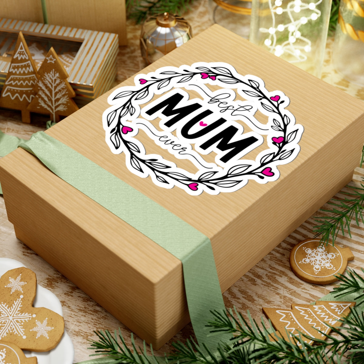 Best Mum Ever Kiss-Cut Stickers for Gifts, Mother’s Day Decor, Laptop Stickers, Floral Art, Mom Appreciation