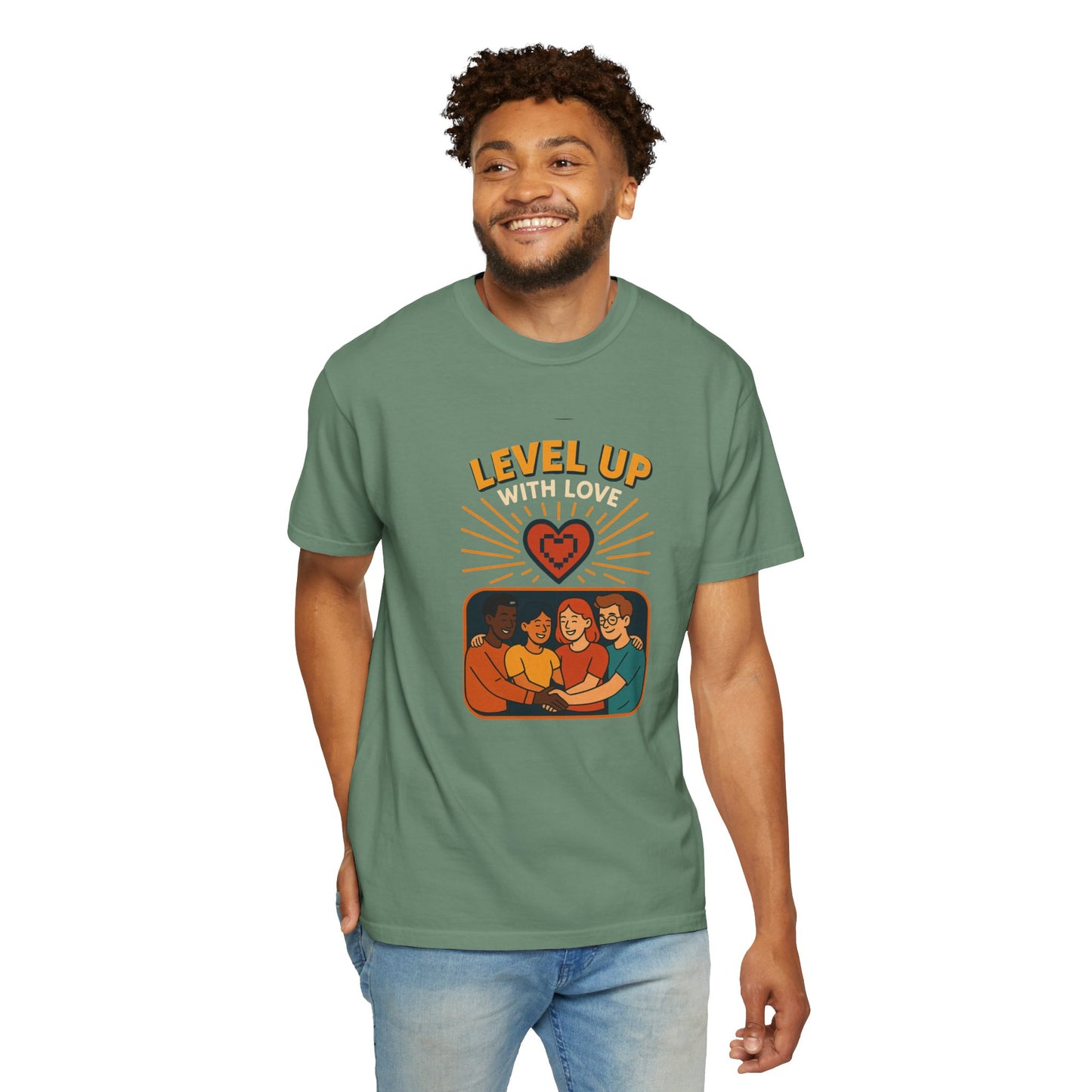 Level Up With Love T-Shirt, Vintage Style Tee, Unisex Casual Wear, Perfect Gift for Friends, Everyday Comfort Shirt