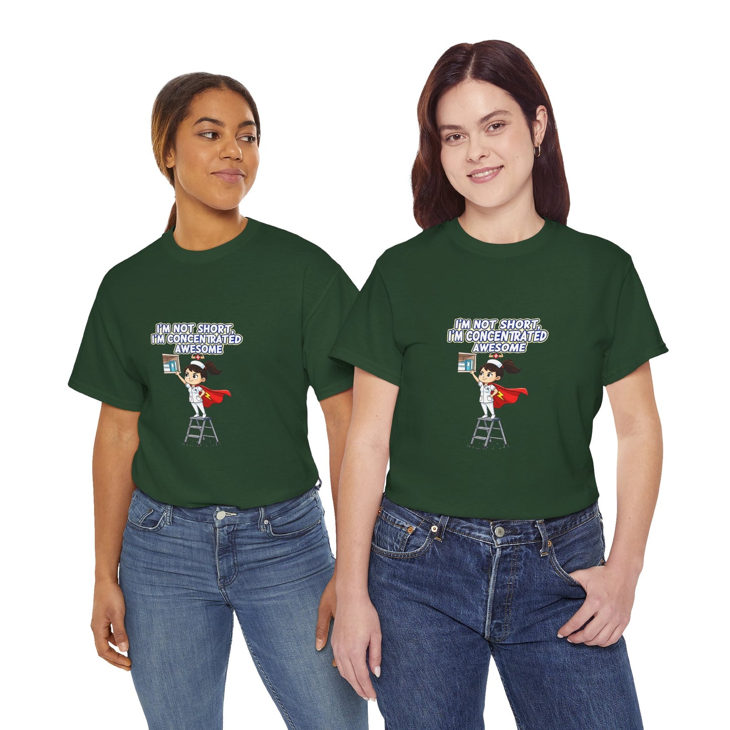 Superhero Motivation Tee - I'm Not Short, I'm Concentrated Awesome! | Unisex Heavy Cotton Shirt, Gift for Nurses, Daily Wear