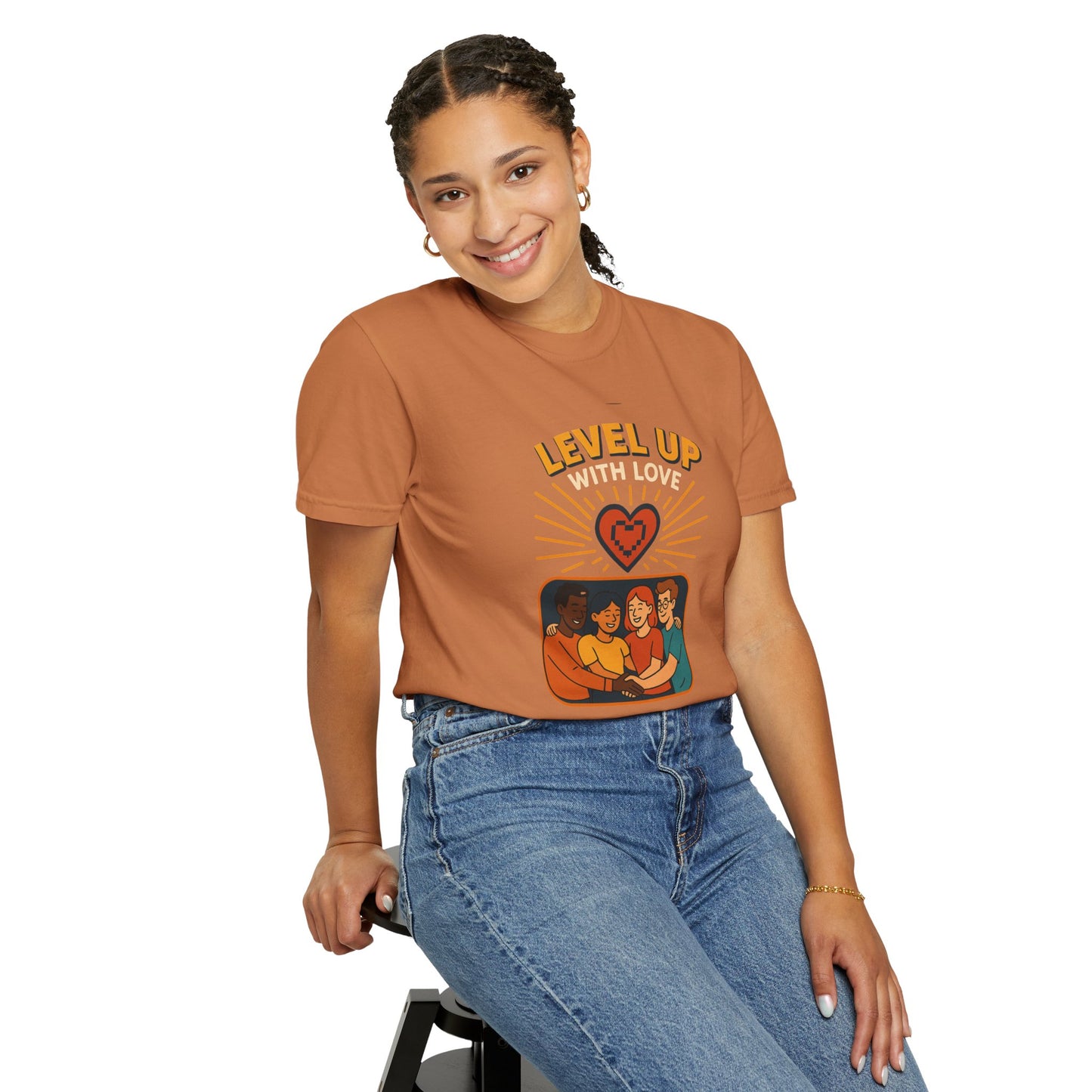 Level Up With Love T-Shirt, Vintage Style Tee, Unisex Casual Wear, Perfect Gift for Friends, Everyday Comfort Shirt