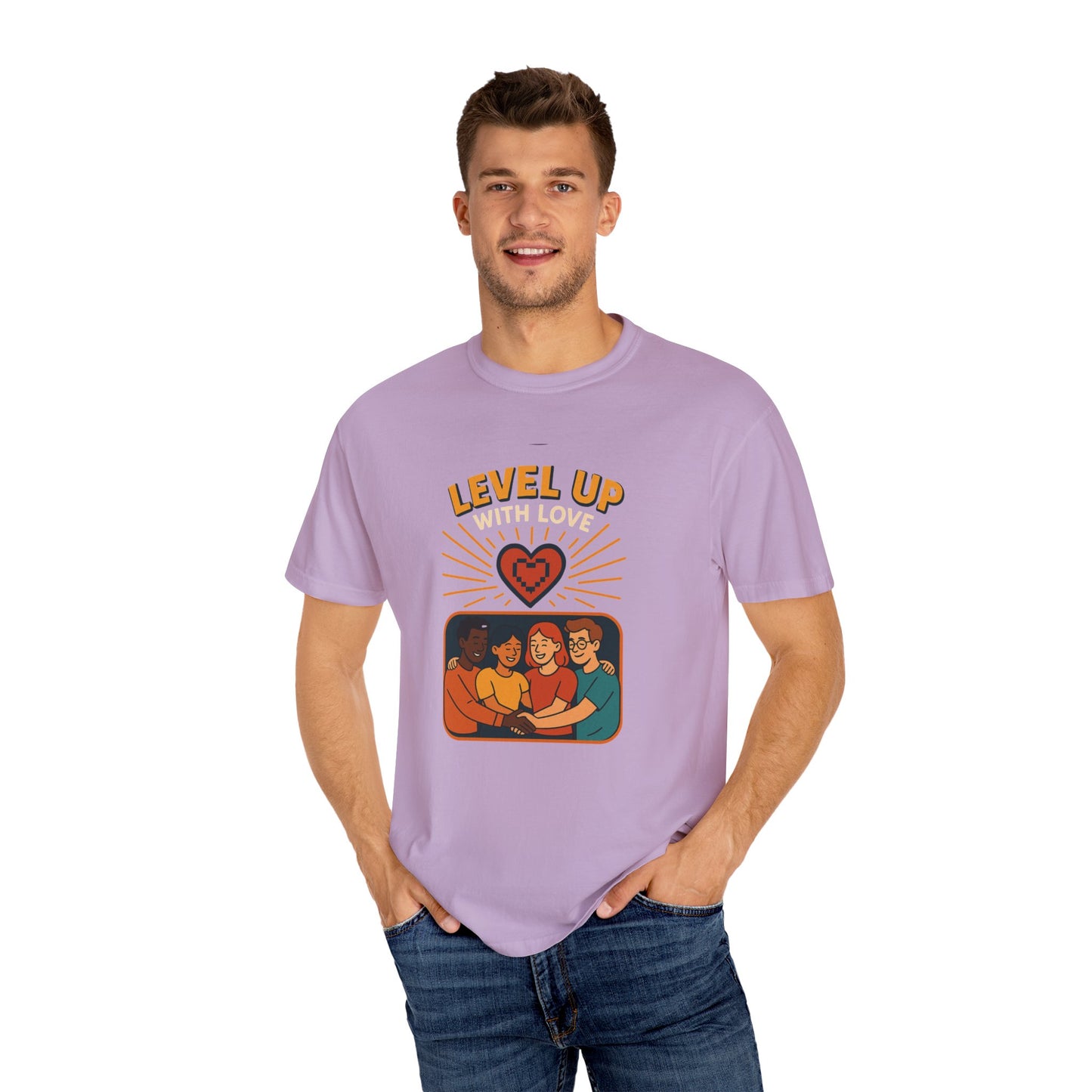 Level Up With Love T-Shirt, Vintage Style Tee, Unisex Casual Wear, Perfect Gift for Friends, Everyday Comfort Shirt