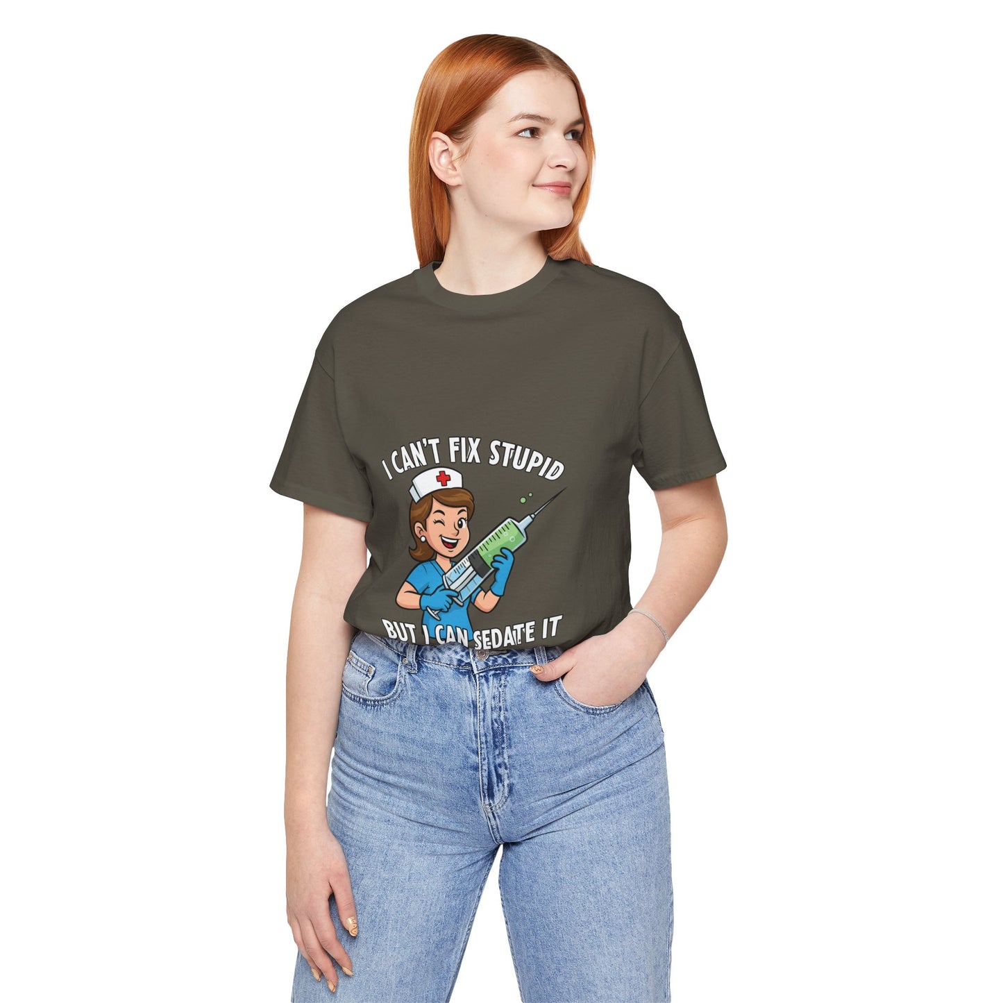 Funny Nurse Tee, I Can't Fix Stupid Shirt, Gift for Nurses, Medical Humor T-Shirt, Healthcare Apparel, Nursing Student Gift