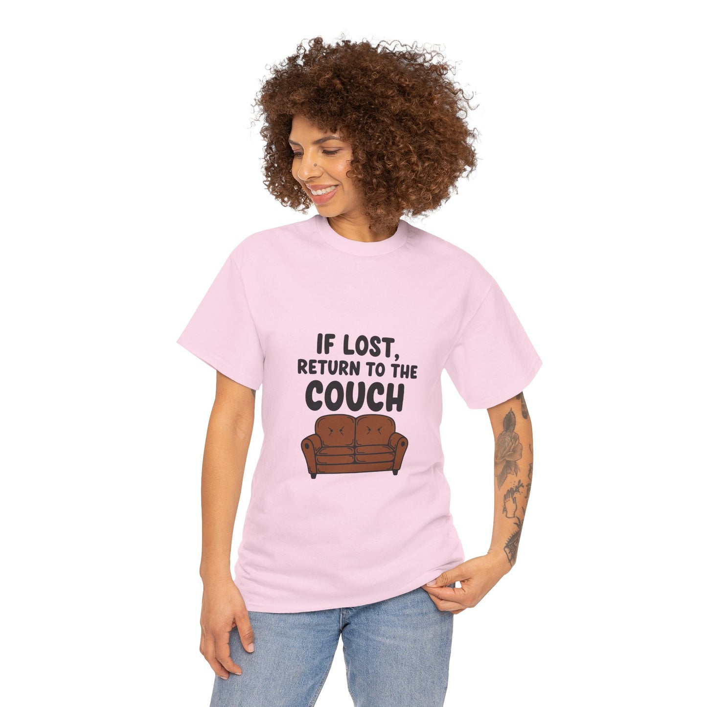 Funny Couch Tee, Unisex Heavy Cotton Tee, Comfort Shirt for Homebodies, Perfect Gift for Couch Lovers, Casual Wear, Quirky Shirt