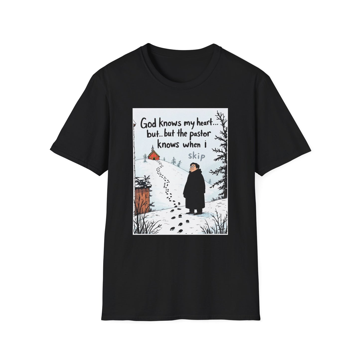 Funny Pastor T-Shirt, Cute Christian Shirt, Winter Humor Tee, Gift for Faith, Softstyle Unisex Top, Holiday Apparel