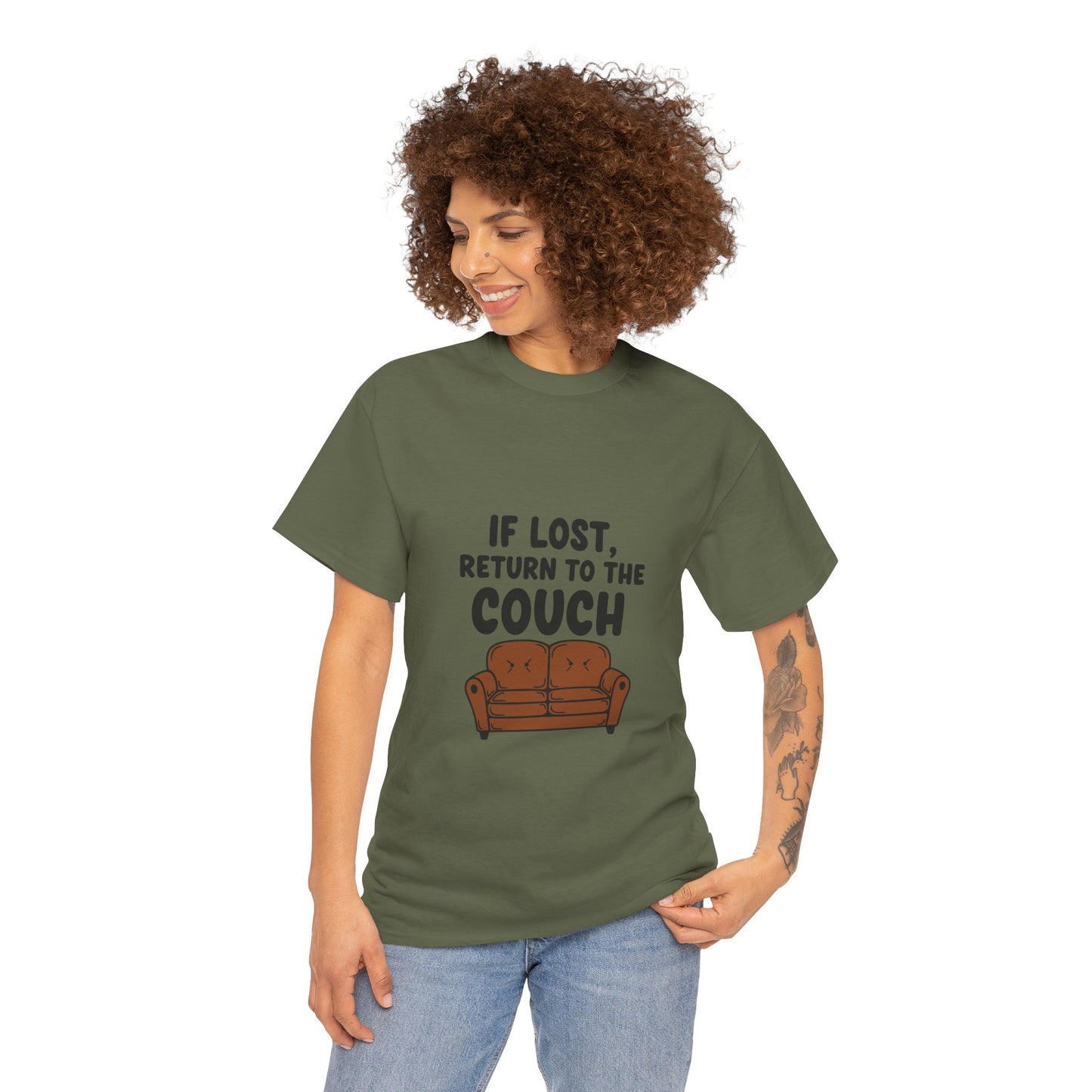 Funny Couch Tee, Unisex Heavy Cotton Tee, Comfort Shirt for Homebodies, Perfect Gift for Couch Lovers, Casual Wear, Quirky Shirt