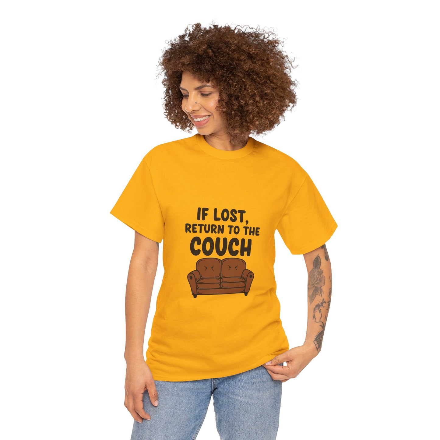 Funny Couch Tee, Unisex Heavy Cotton Tee, Comfort Shirt for Homebodies, Perfect Gift for Couch Lovers, Casual Wear, Quirky Shirt