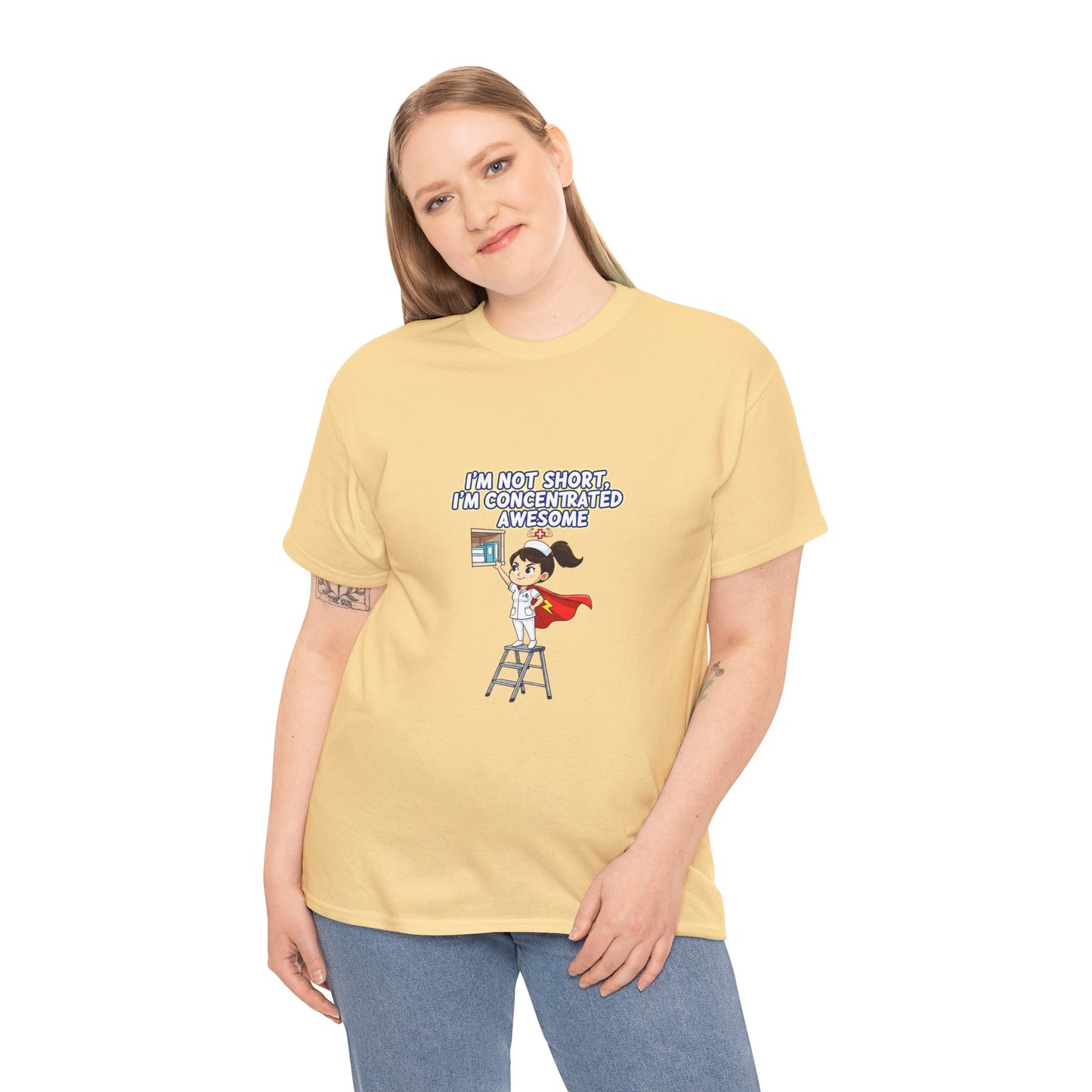 Superhero Motivation Tee - I'm Not Short, I'm Concentrated Awesome! | Unisex Heavy Cotton Shirt, Gift for Nurses, Daily Wear