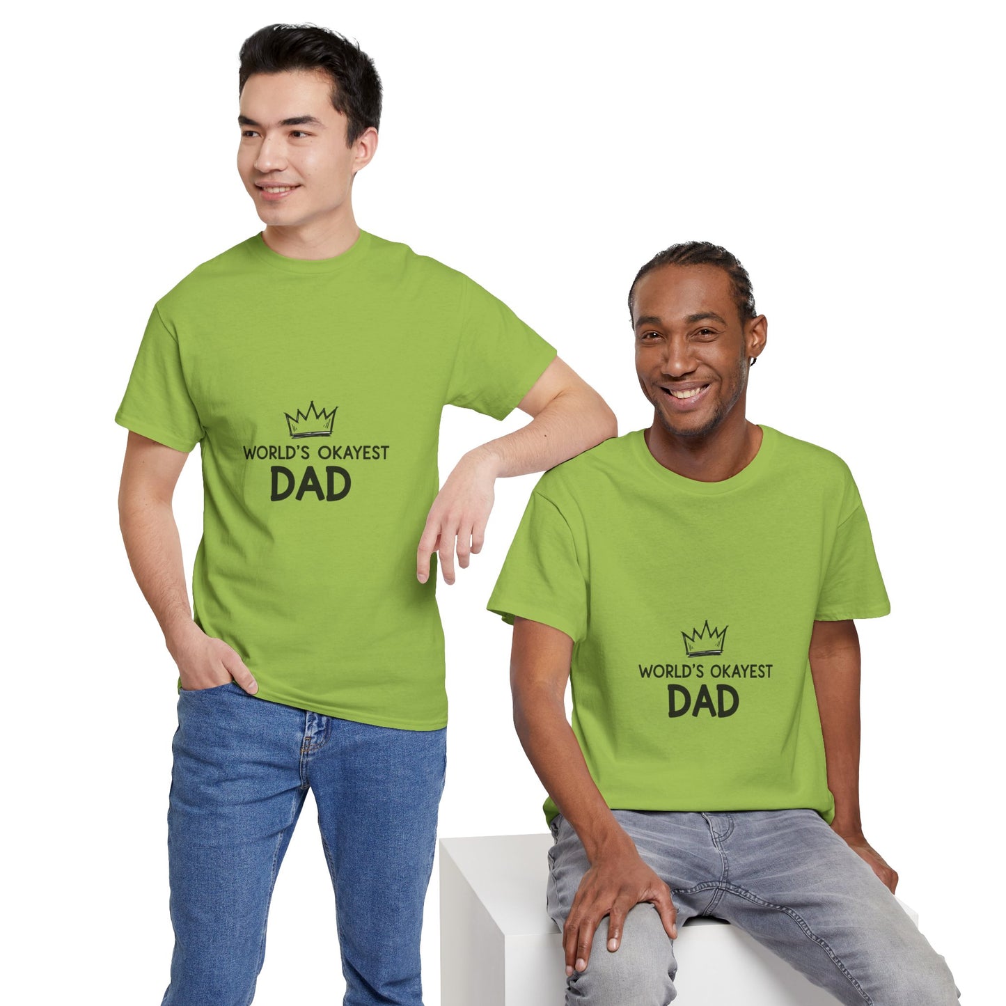 World's Okayest Dad Unisex Heavy Cotton Tee, Funny Father's Day Gift, Relaxed Fit T-Shirt, Dad Humor Shirt, Casual Everyday Wear