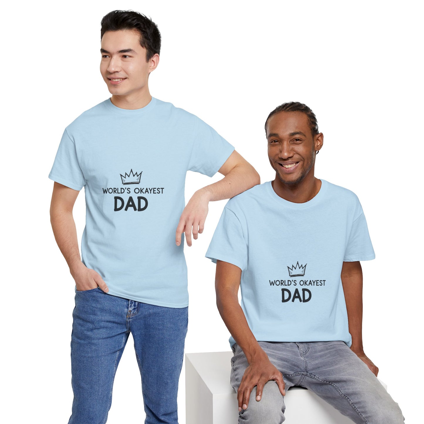 World's Okayest Dad Unisex Heavy Cotton Tee, Funny Father's Day Gift, Relaxed Fit T-Shirt, Dad Humor Shirt, Casual Everyday Wear
