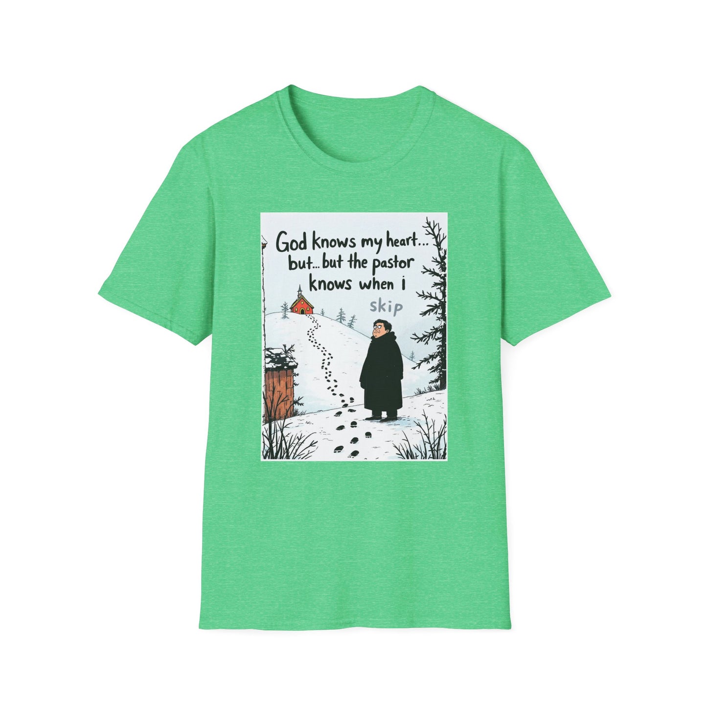 Funny Pastor T-Shirt, Cute Christian Shirt, Winter Humor Tee, Gift for Faith, Softstyle Unisex Top, Holiday Apparel
