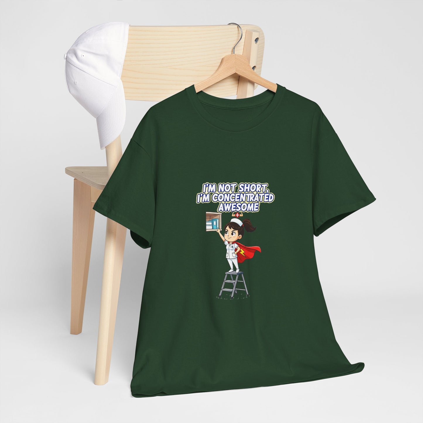 Superhero Motivation Tee - I'm Not Short, I'm Concentrated Awesome! | Unisex Heavy Cotton Shirt, Gift for Nurses, Daily Wear