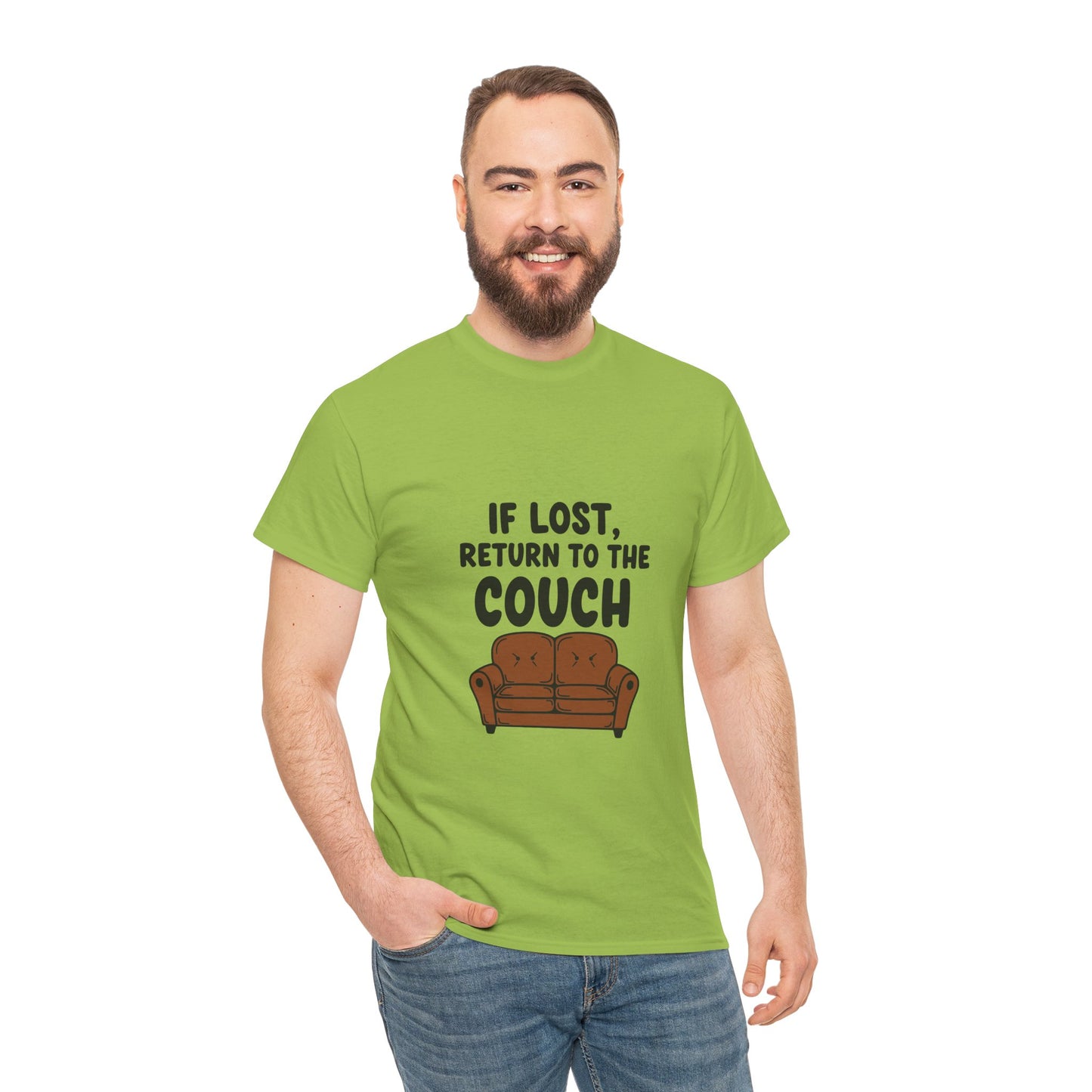 Funny Couch Tee, Unisex Heavy Cotton Tee, Comfort Shirt for Homebodies, Perfect Gift for Couch Lovers, Casual Wear, Quirky Shirt